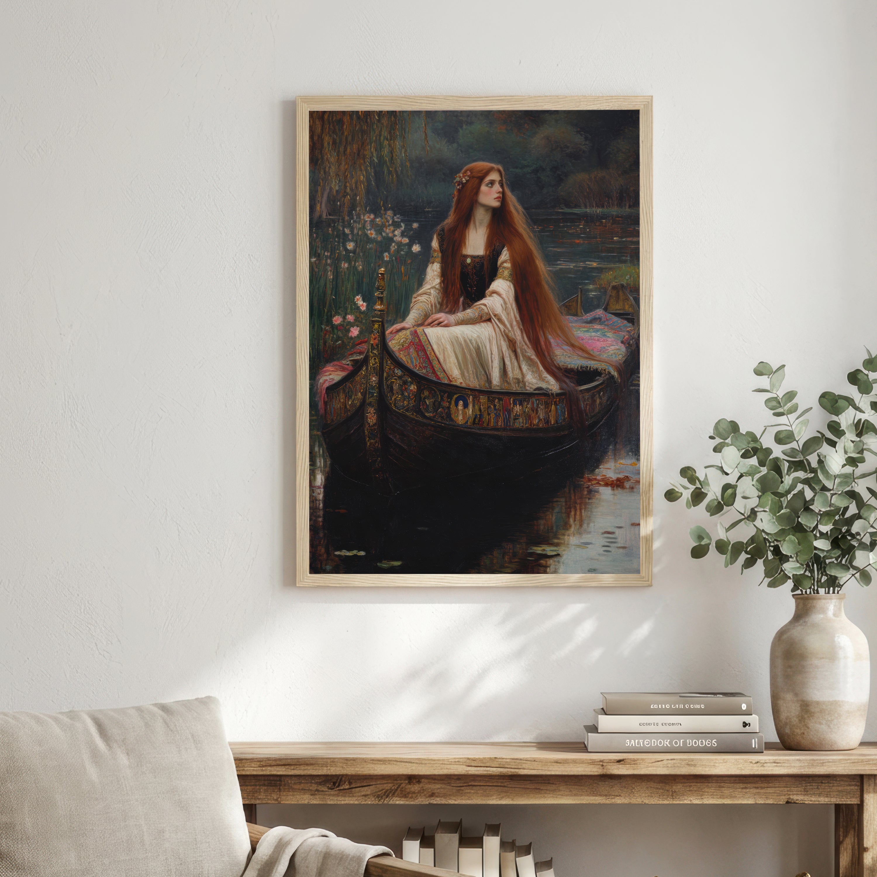 Pre-Raphaelite Woman in Boat Art Print