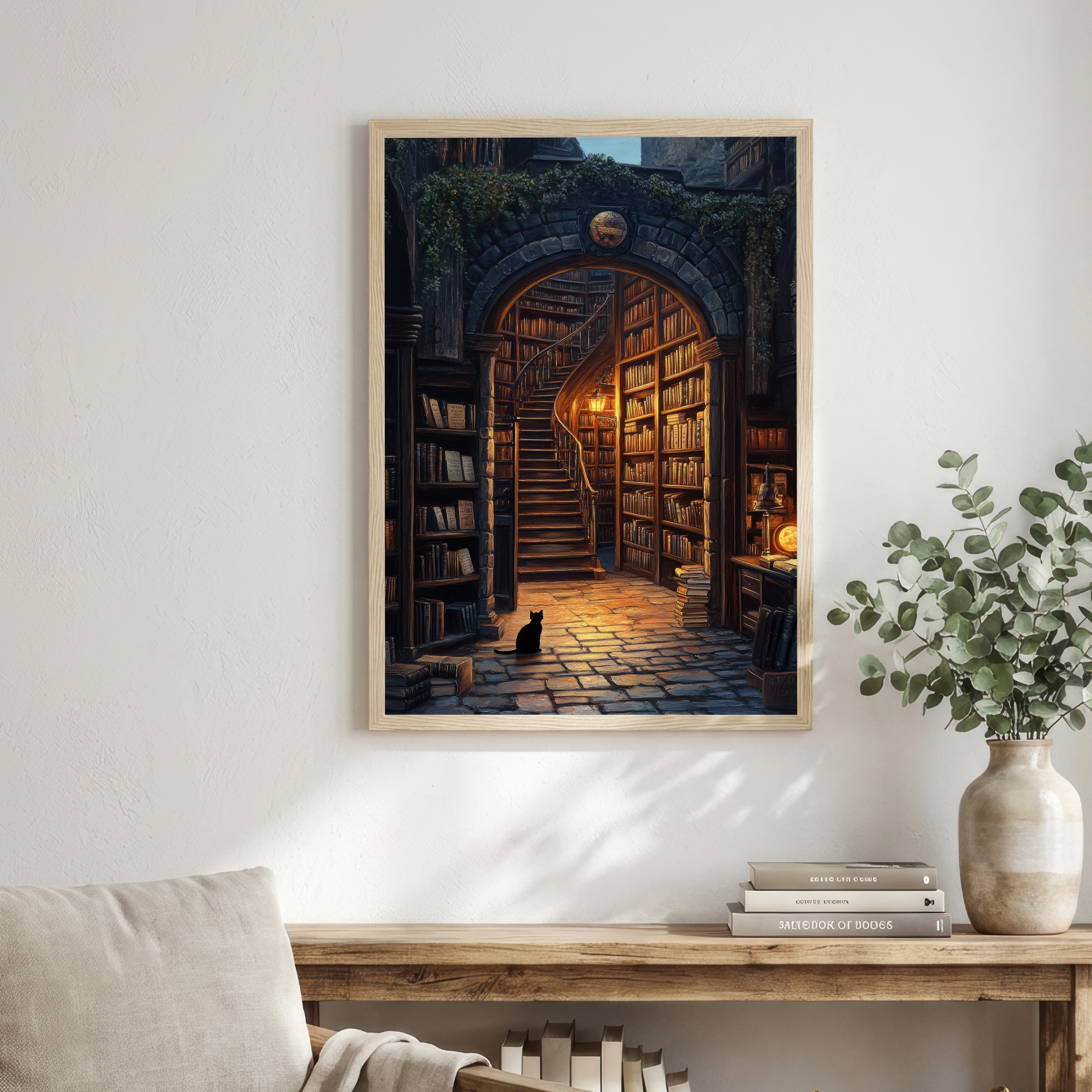 Hidden Library Cat Art Print