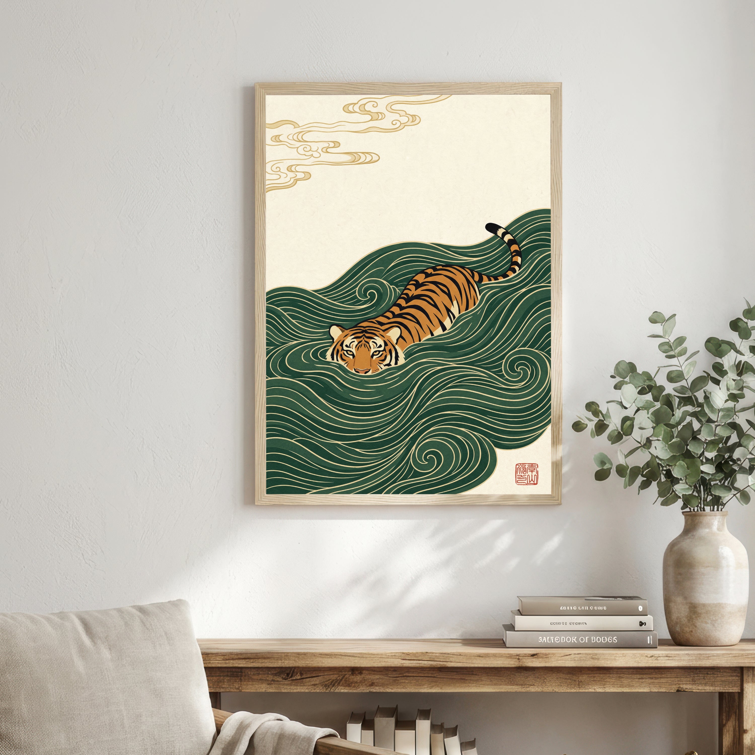 Japanese Tiger Wave Art Print