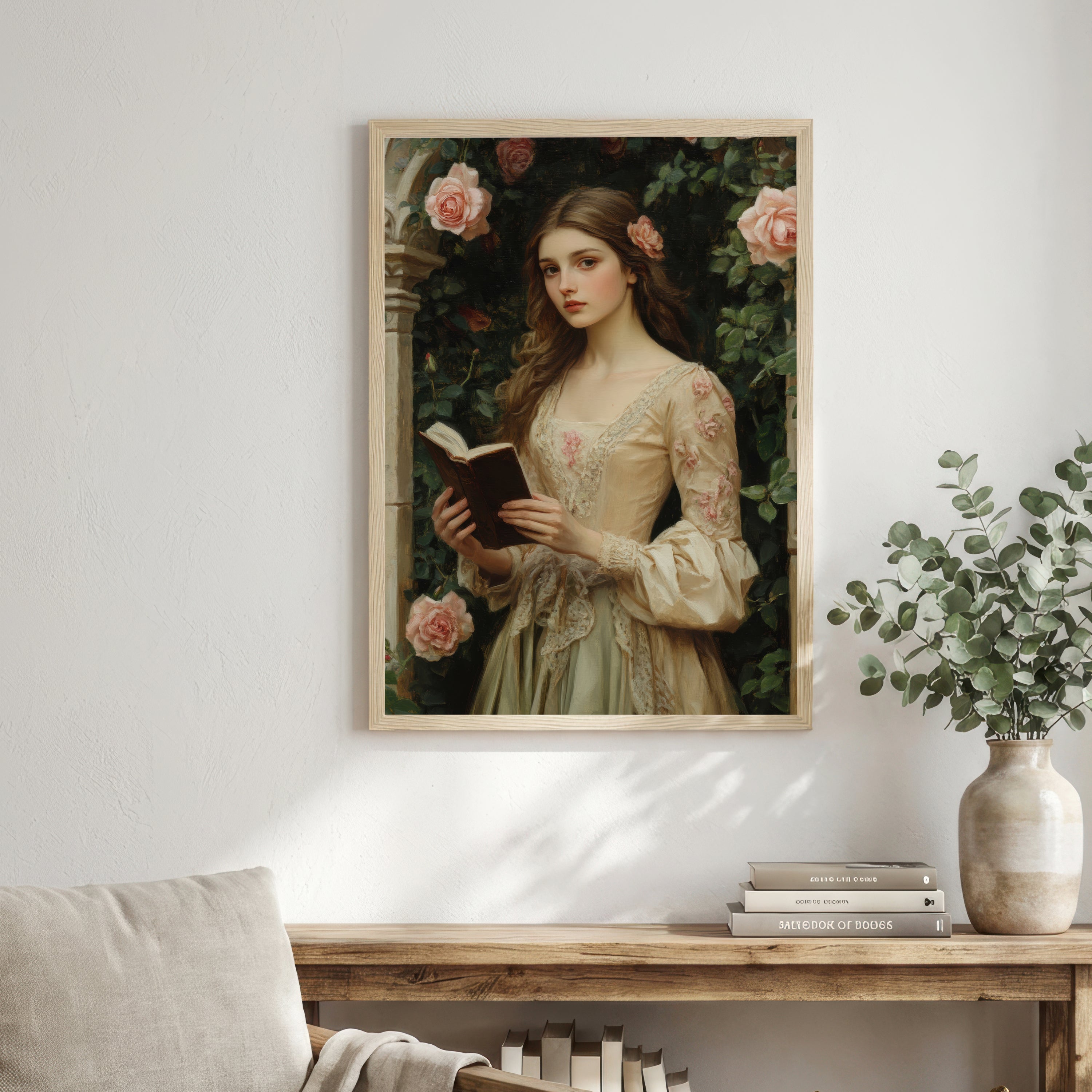 Romantic Woman Reading Art Print
