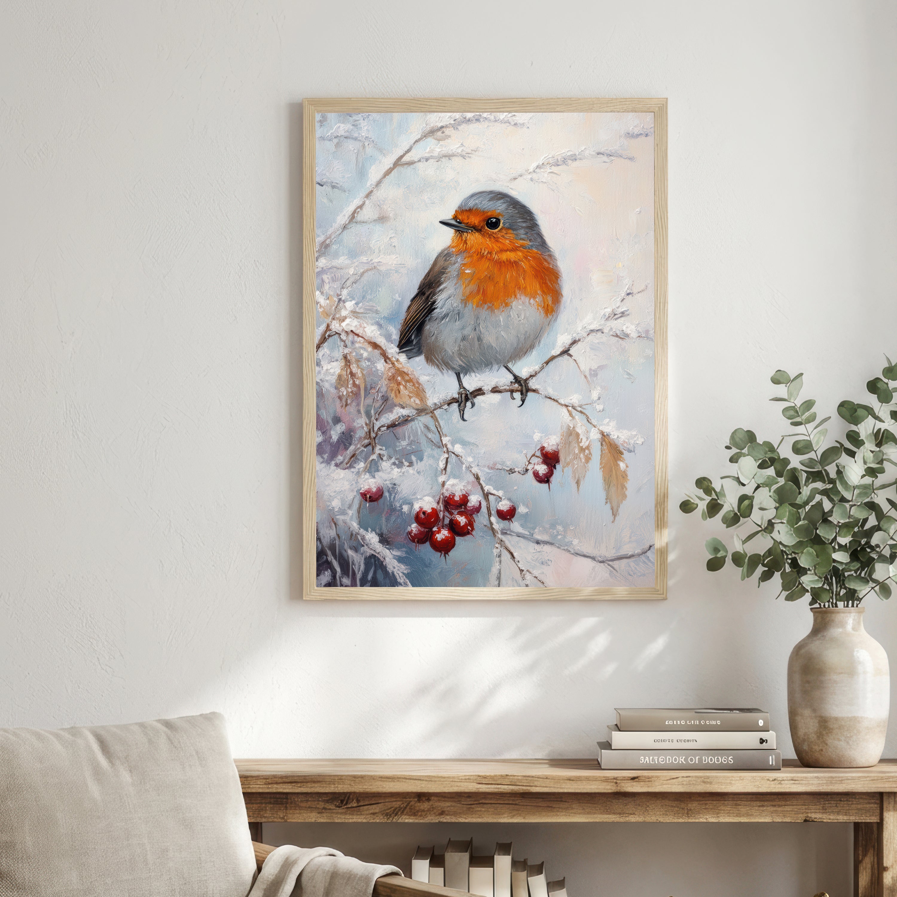 Snowy Robin Art Print