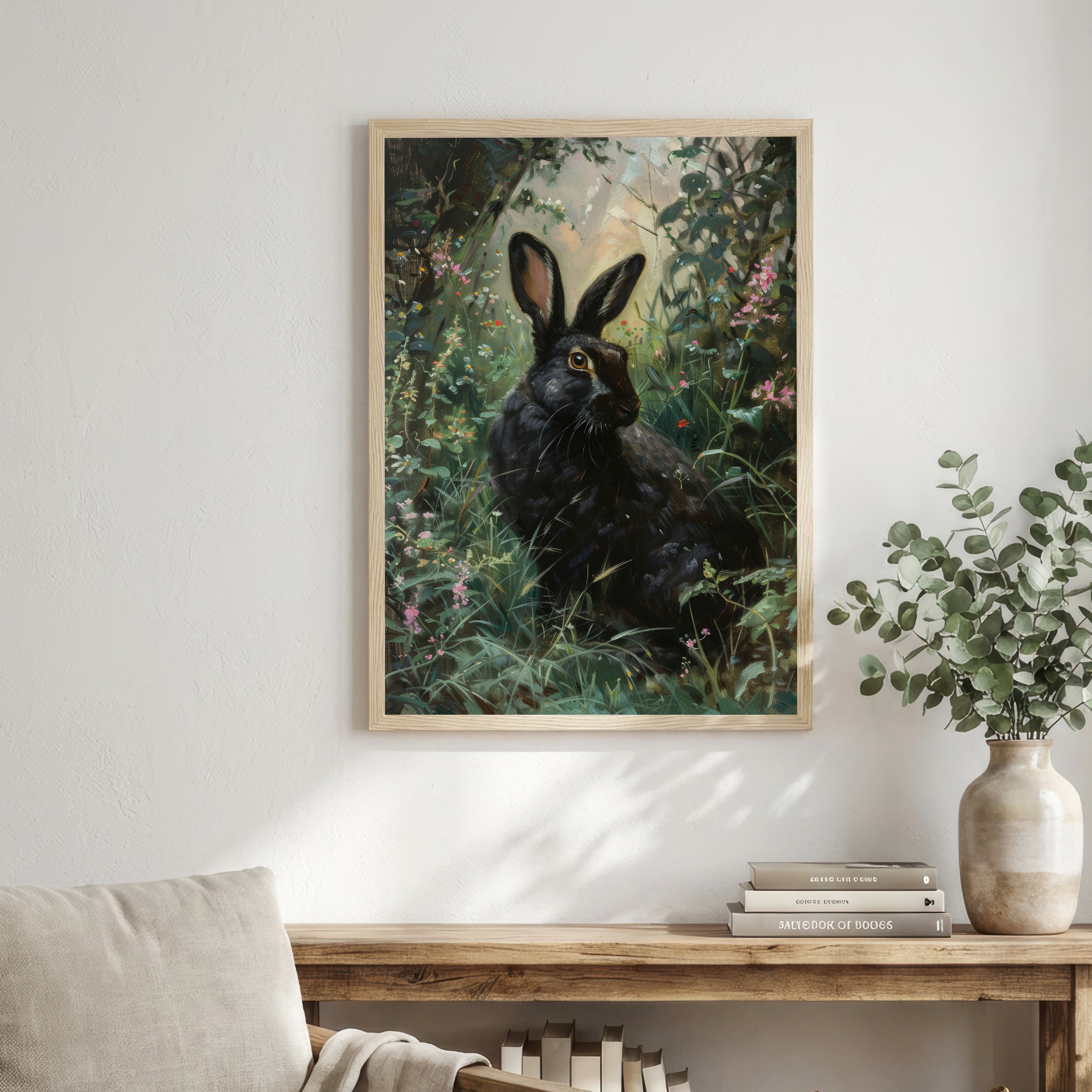 Black Rabbit Meadow Art Print