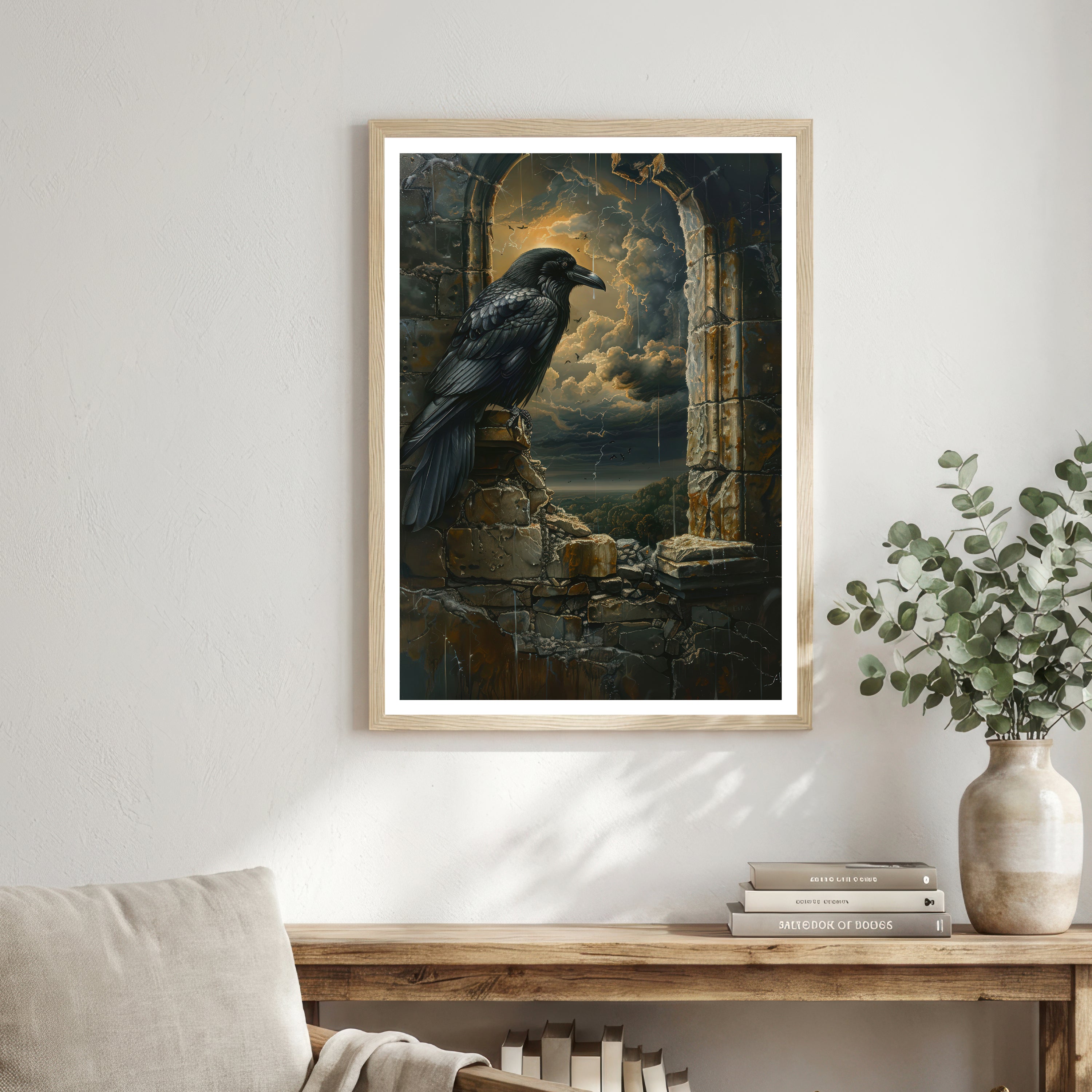 Gothic Raven Ruins Art Print