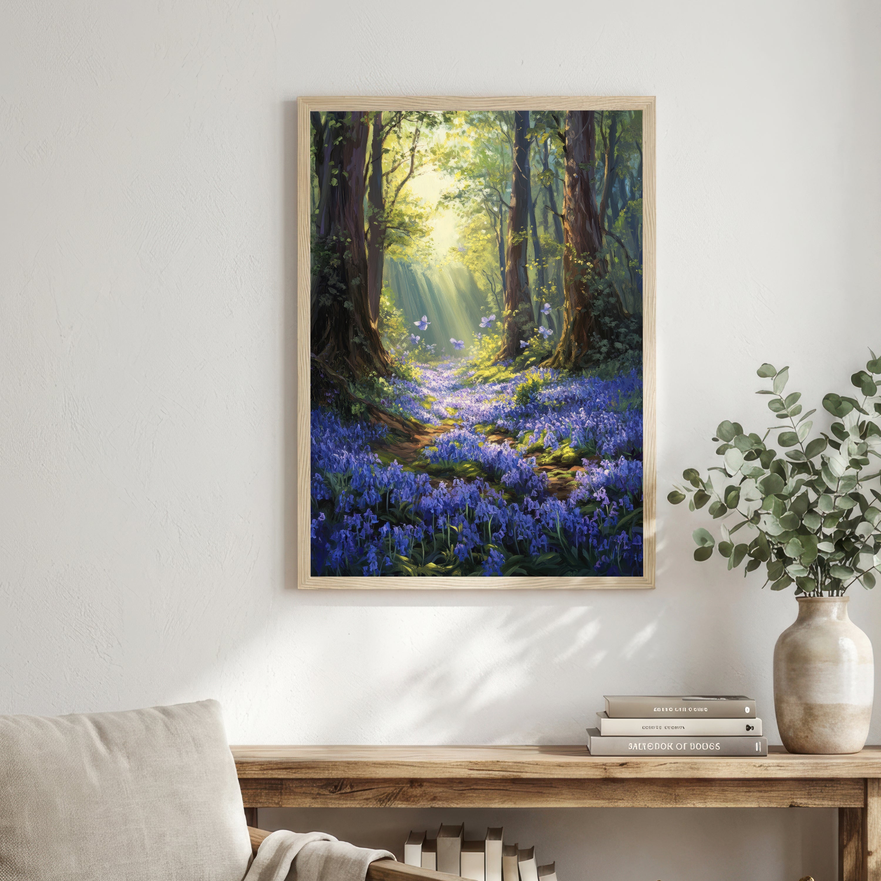 Enchanted Bluebell Woodland Art Print