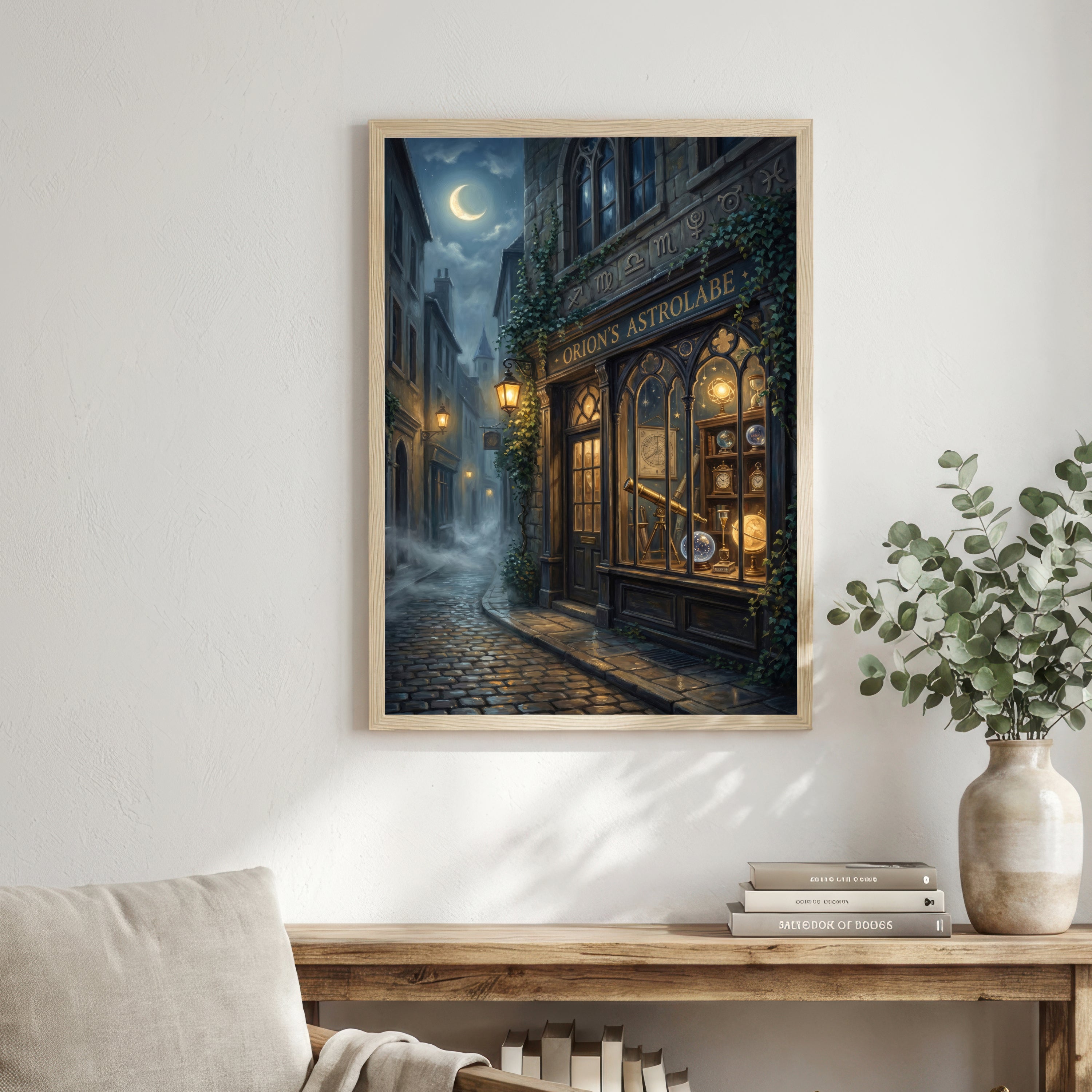 Moonlit Astrological Shop Art Print