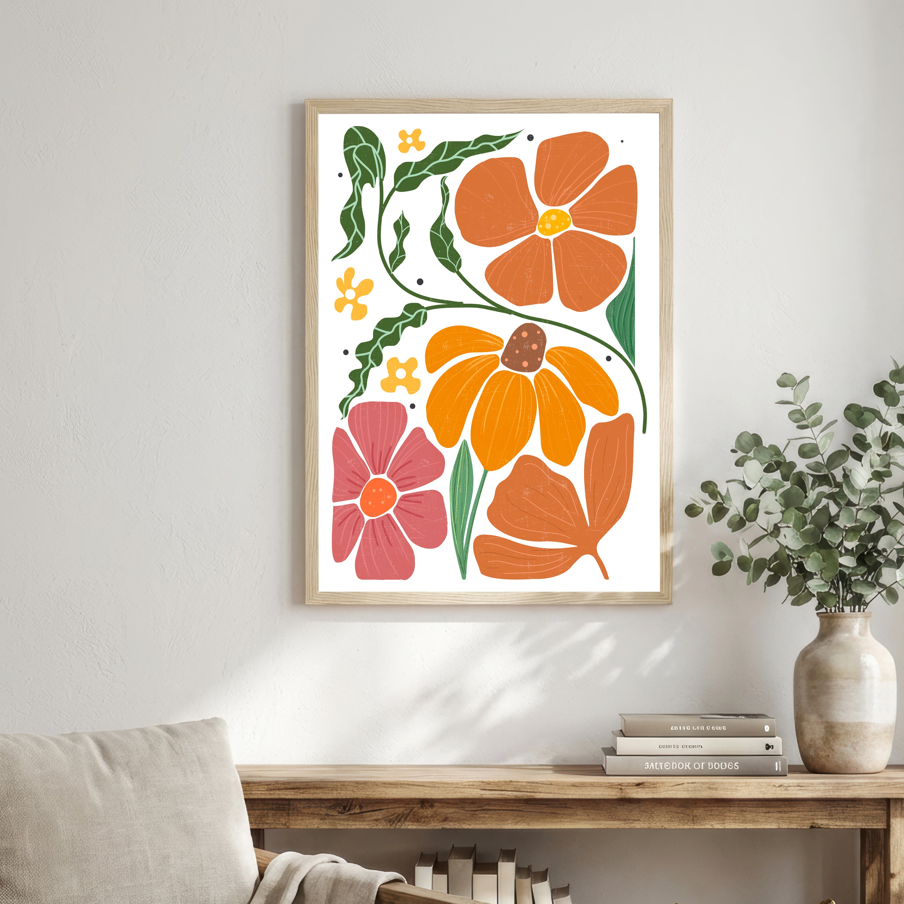 Retro Floral Botanical Art Print