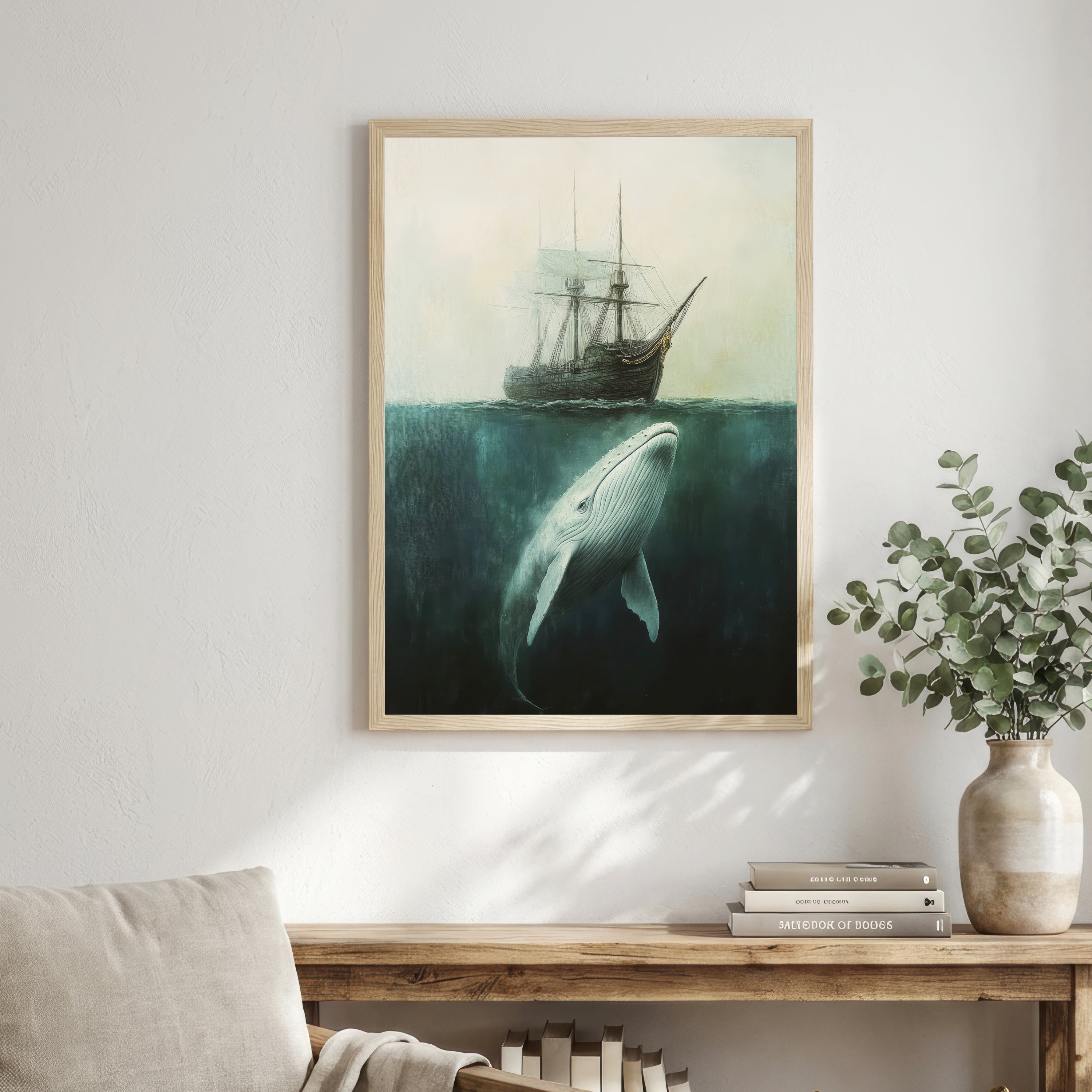 Whale and Sailing Ship Art Print