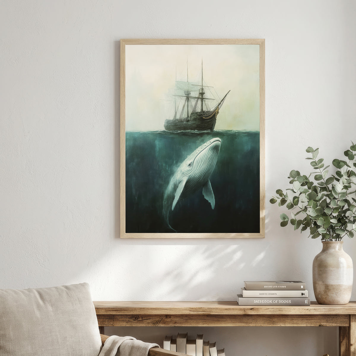 Whale and Sailing Ship Art Print