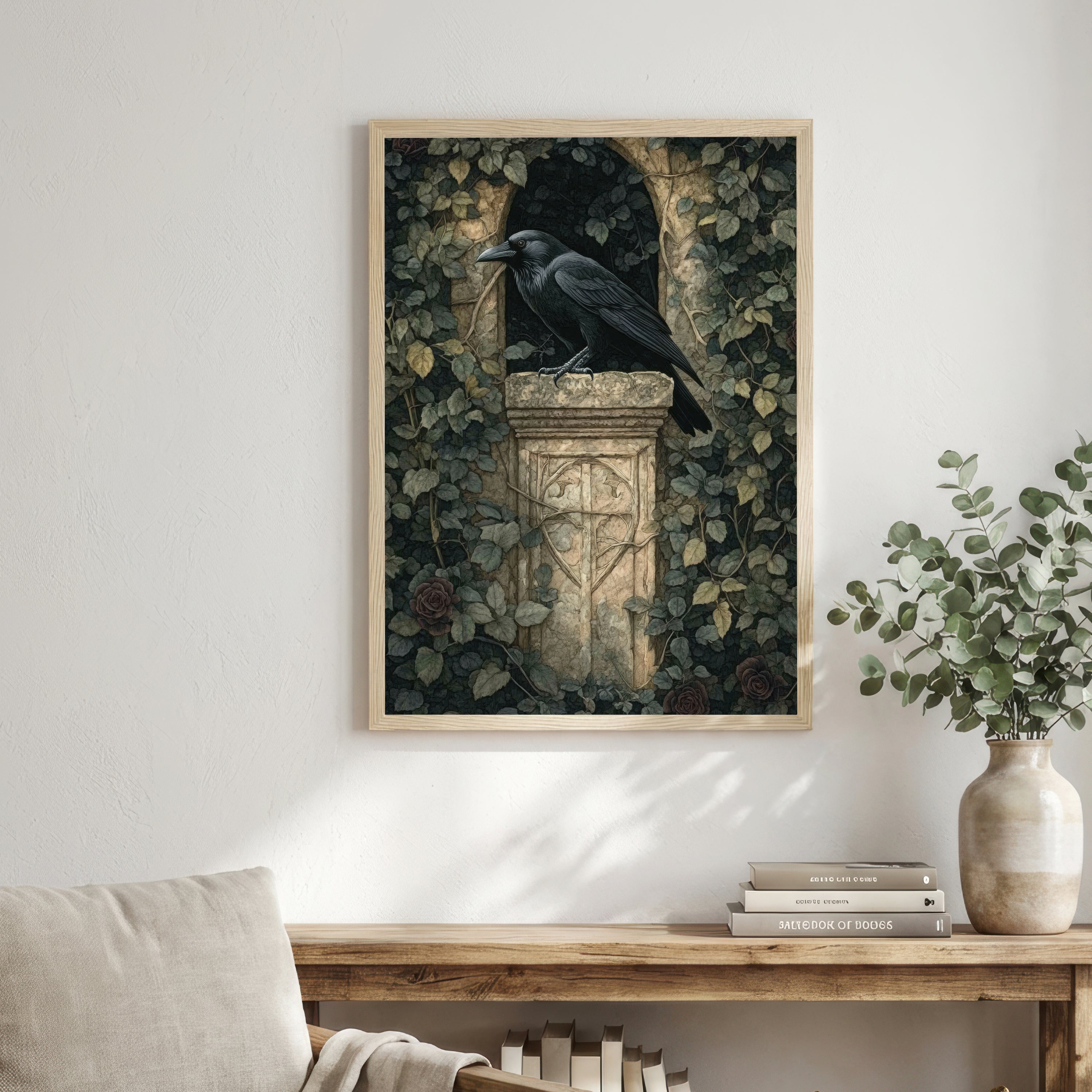 Raven Ivy Gothic Art Print
