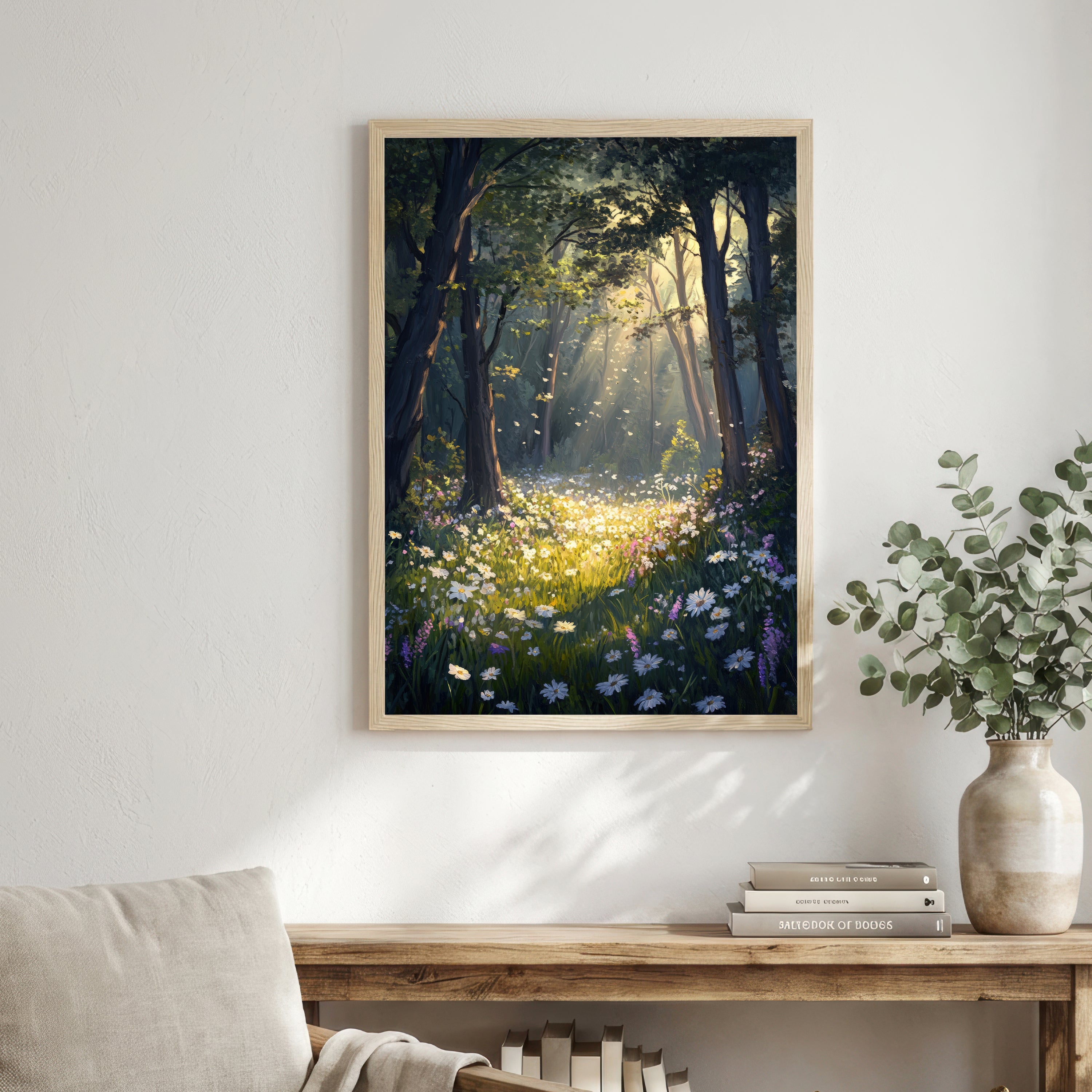 Sunlit Woodland Wildflower Art Print