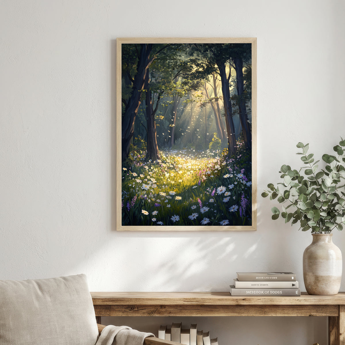 Sunlit Woodland Wildflower Art Print