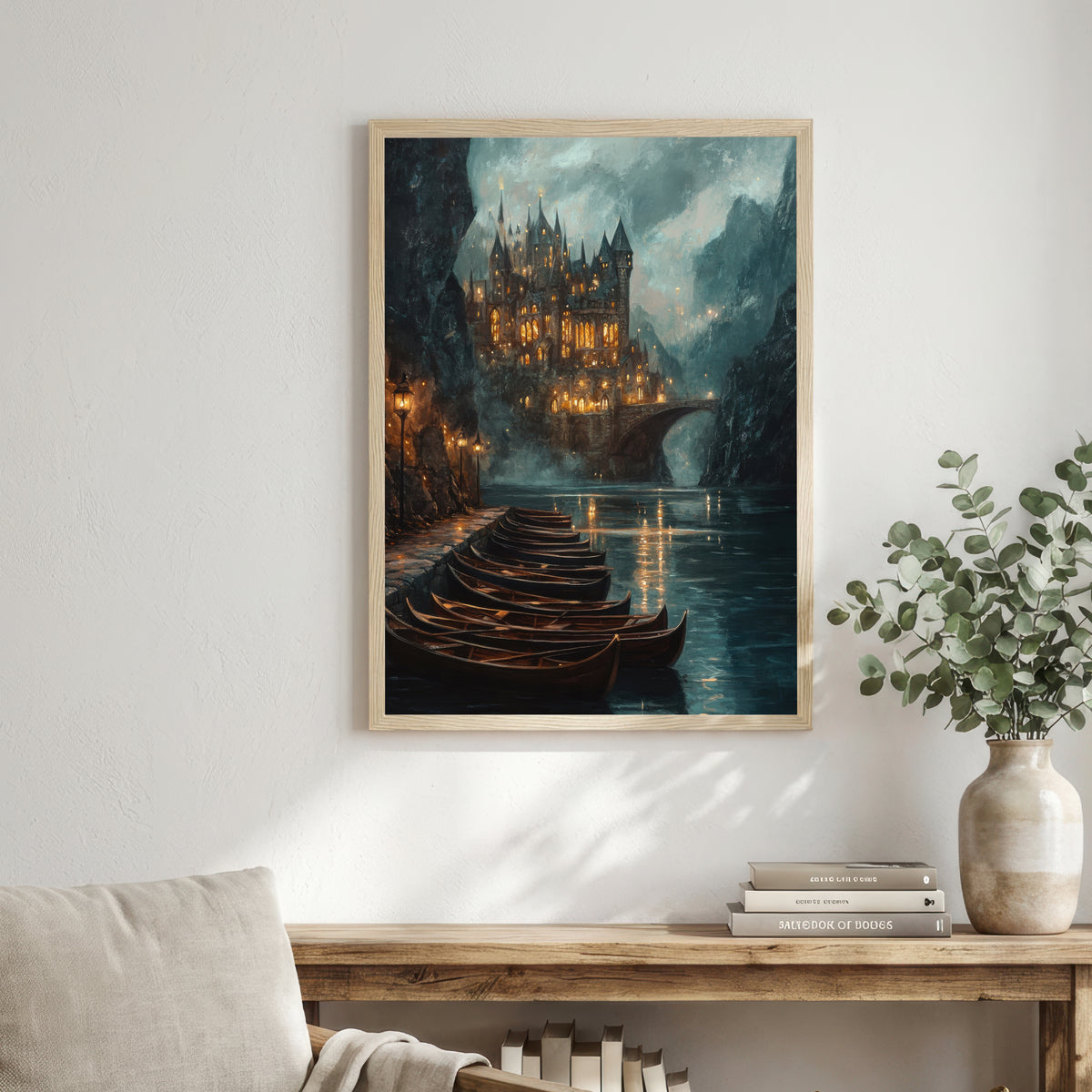 Gothic Castle Lake Art Print
