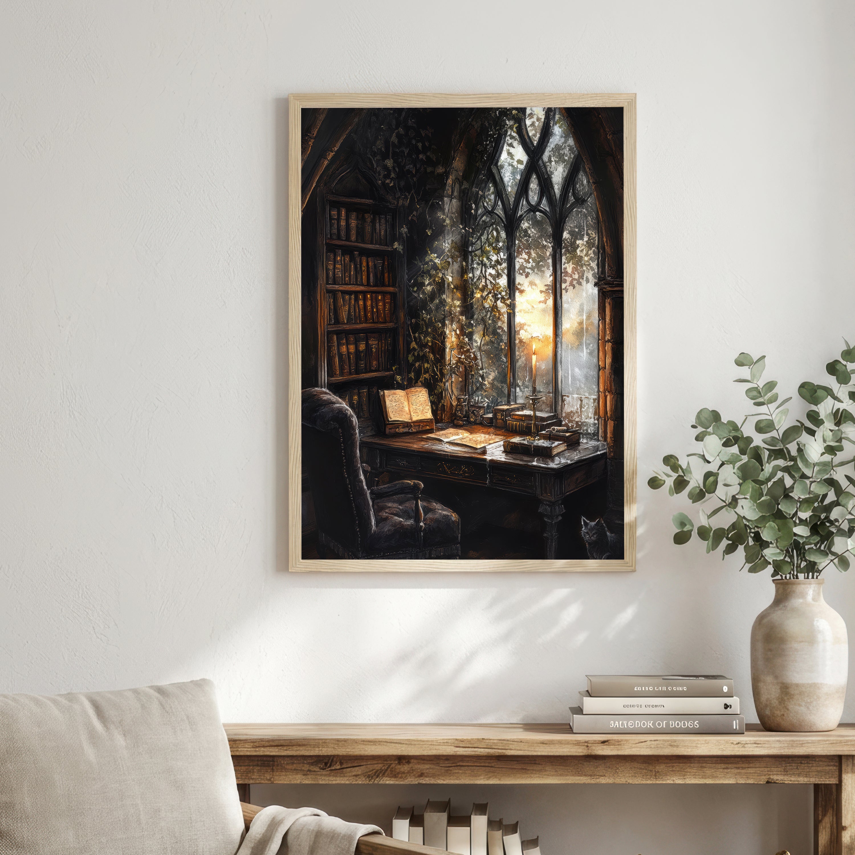 Gothic Library Study Art Print