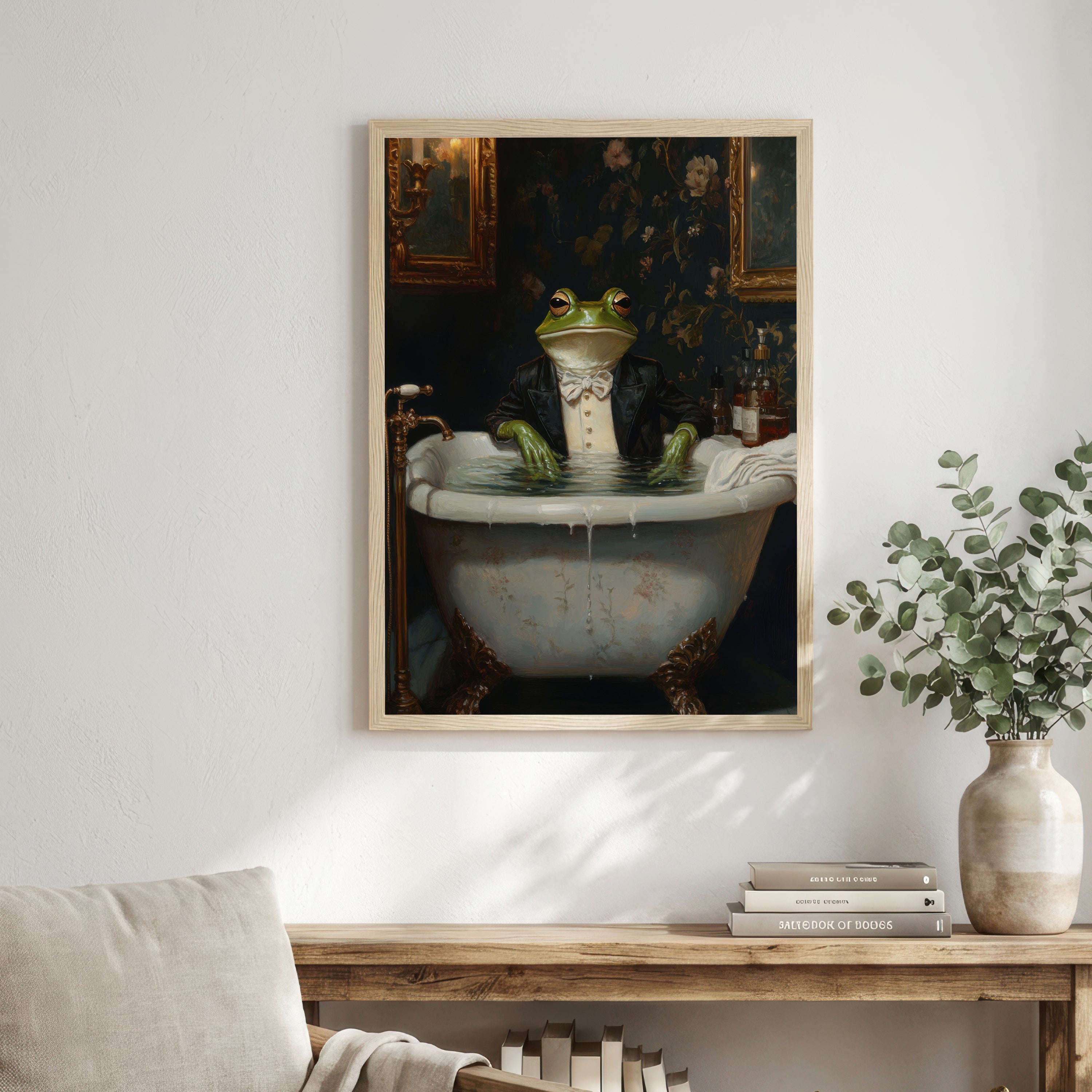 Dapper Frog Bathtub Art Print