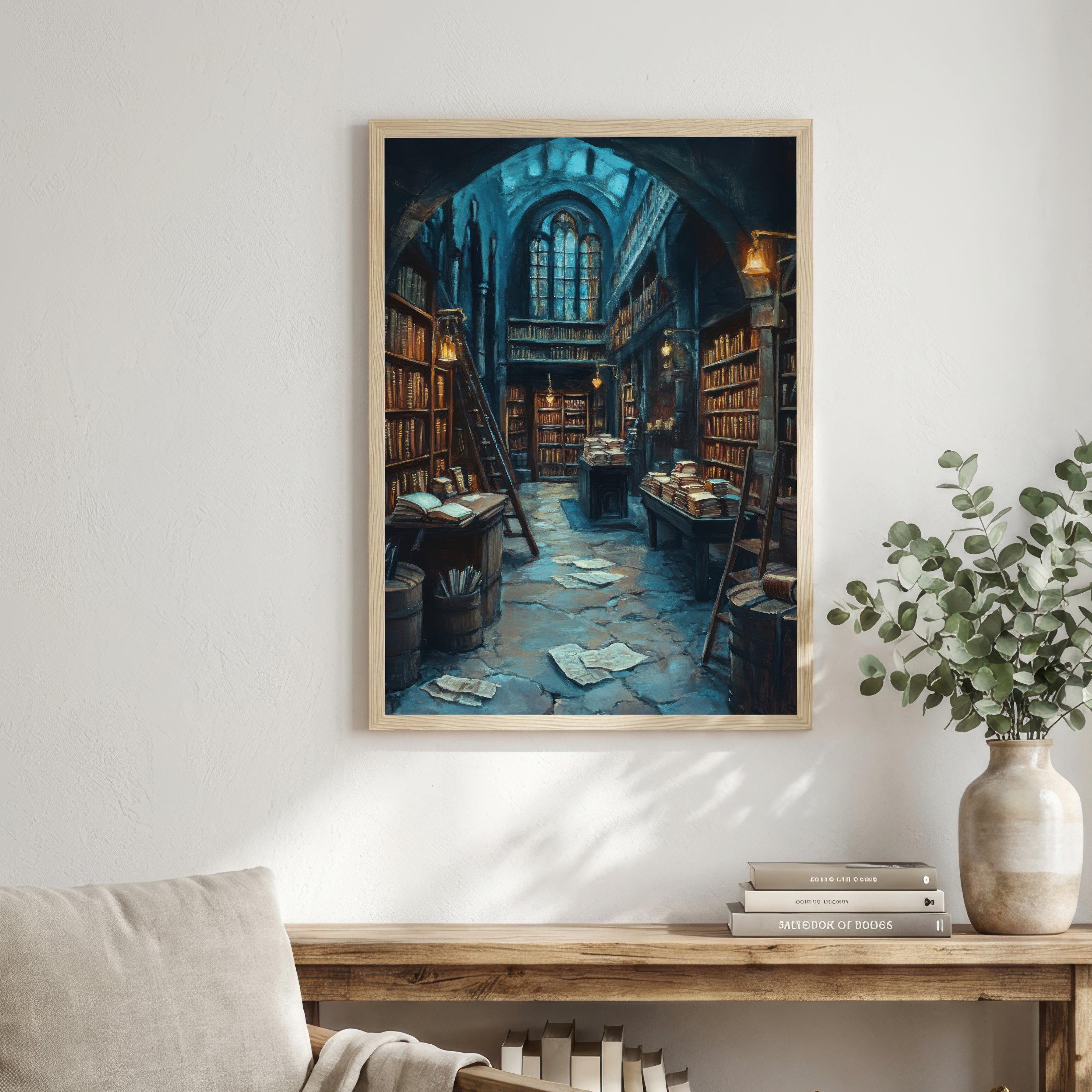 Gothic Library Interior Art Print