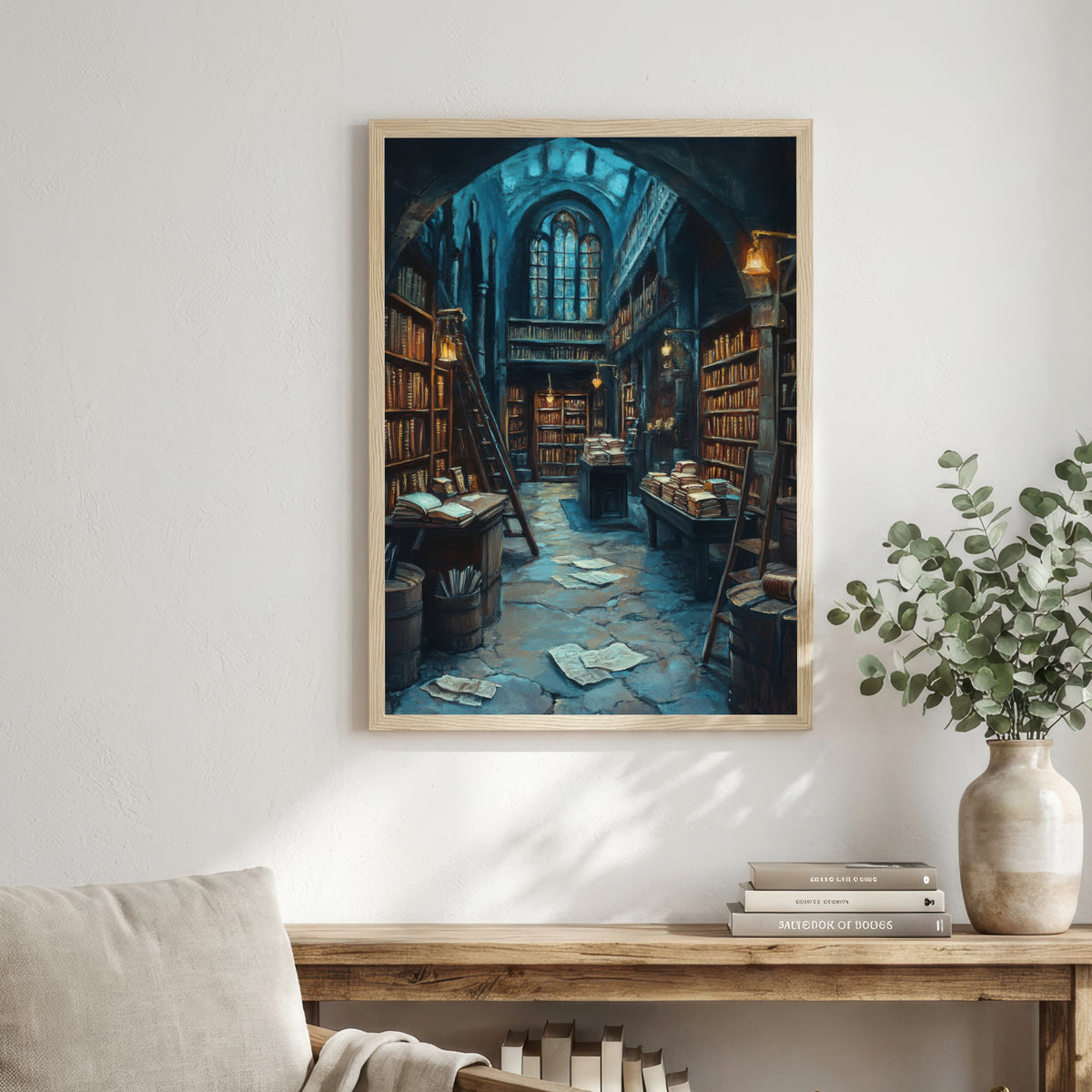 Gothic Library Interior Art Print