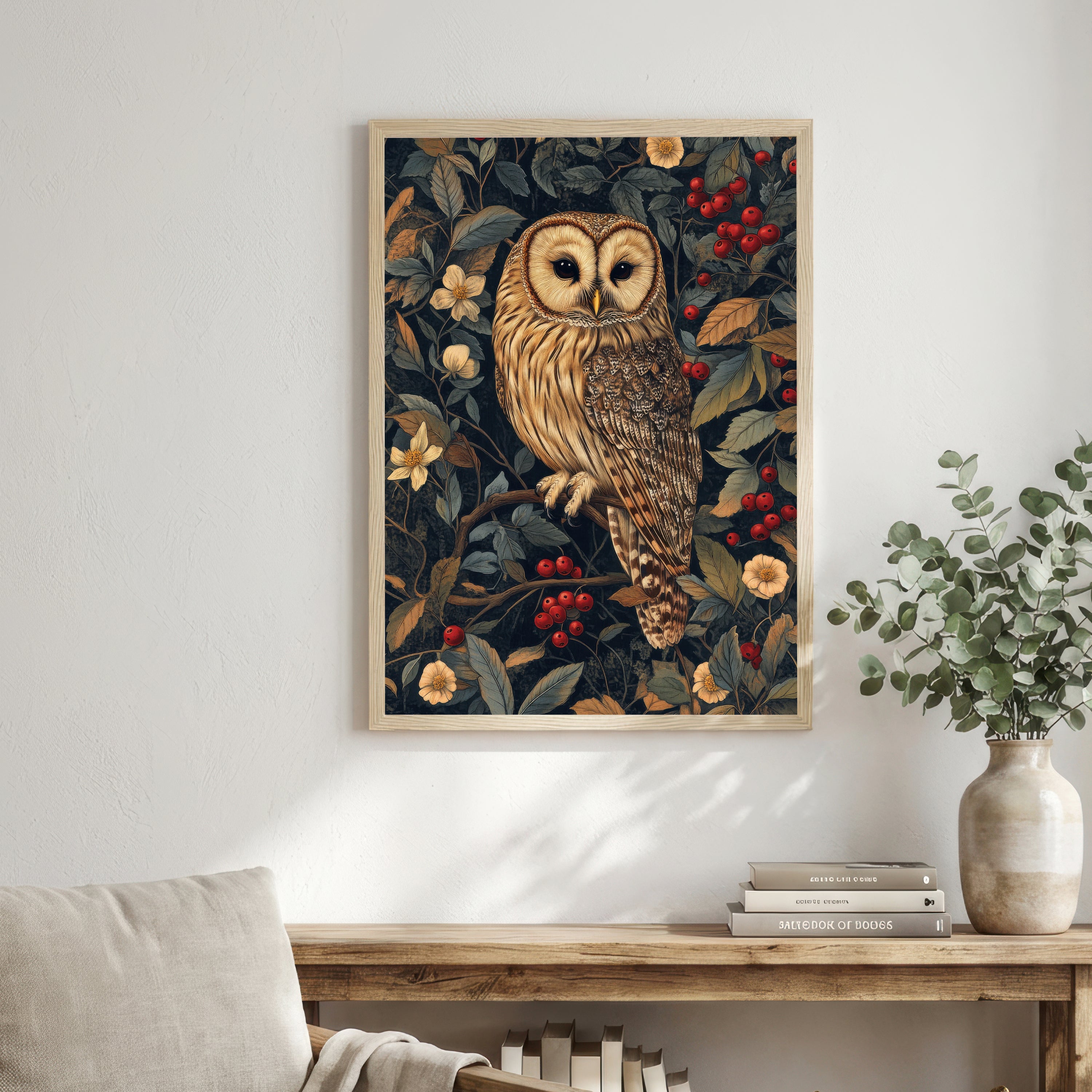 Vintage Owl Botanical Art Print