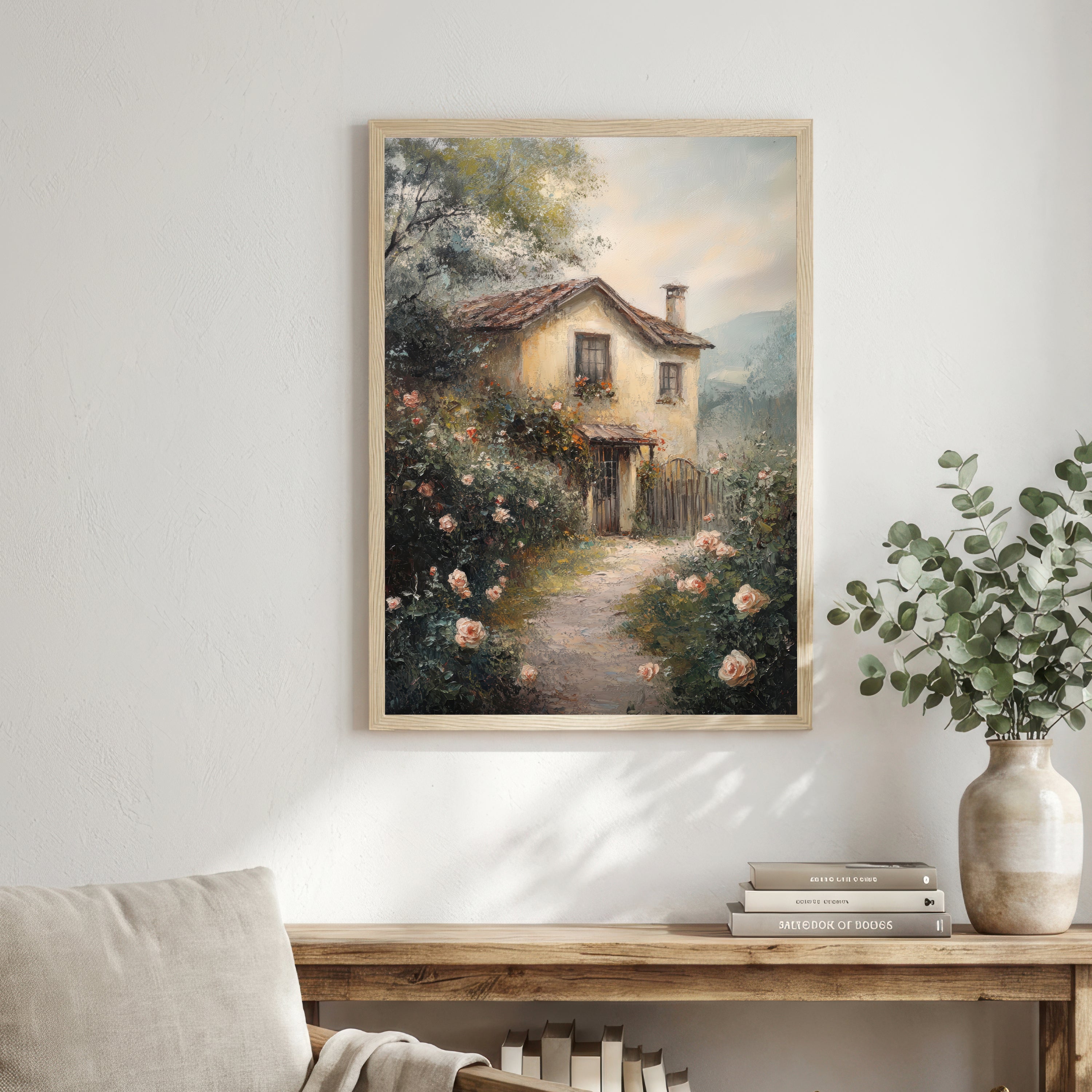 Cottage Rose Garden Art Print