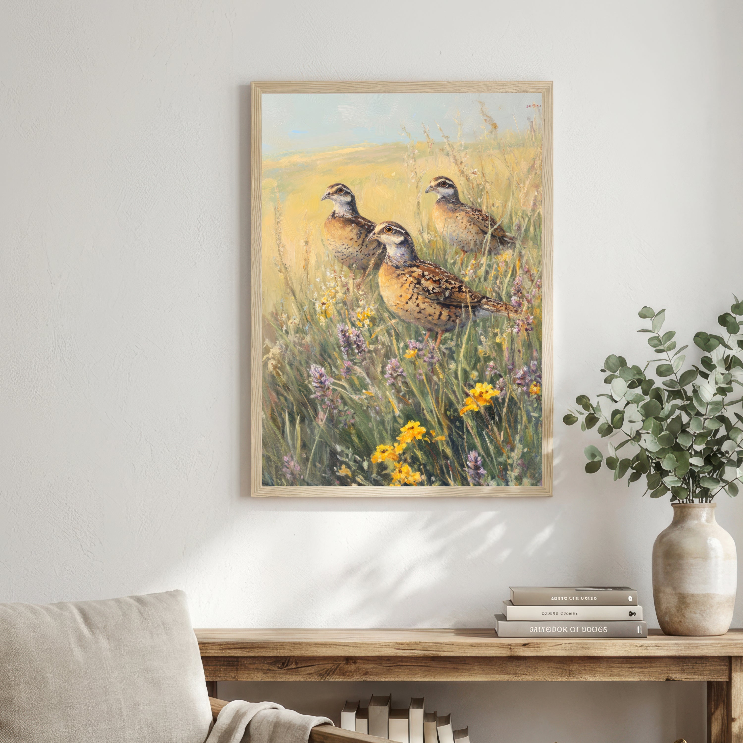 Partridges in Meadow Art Print