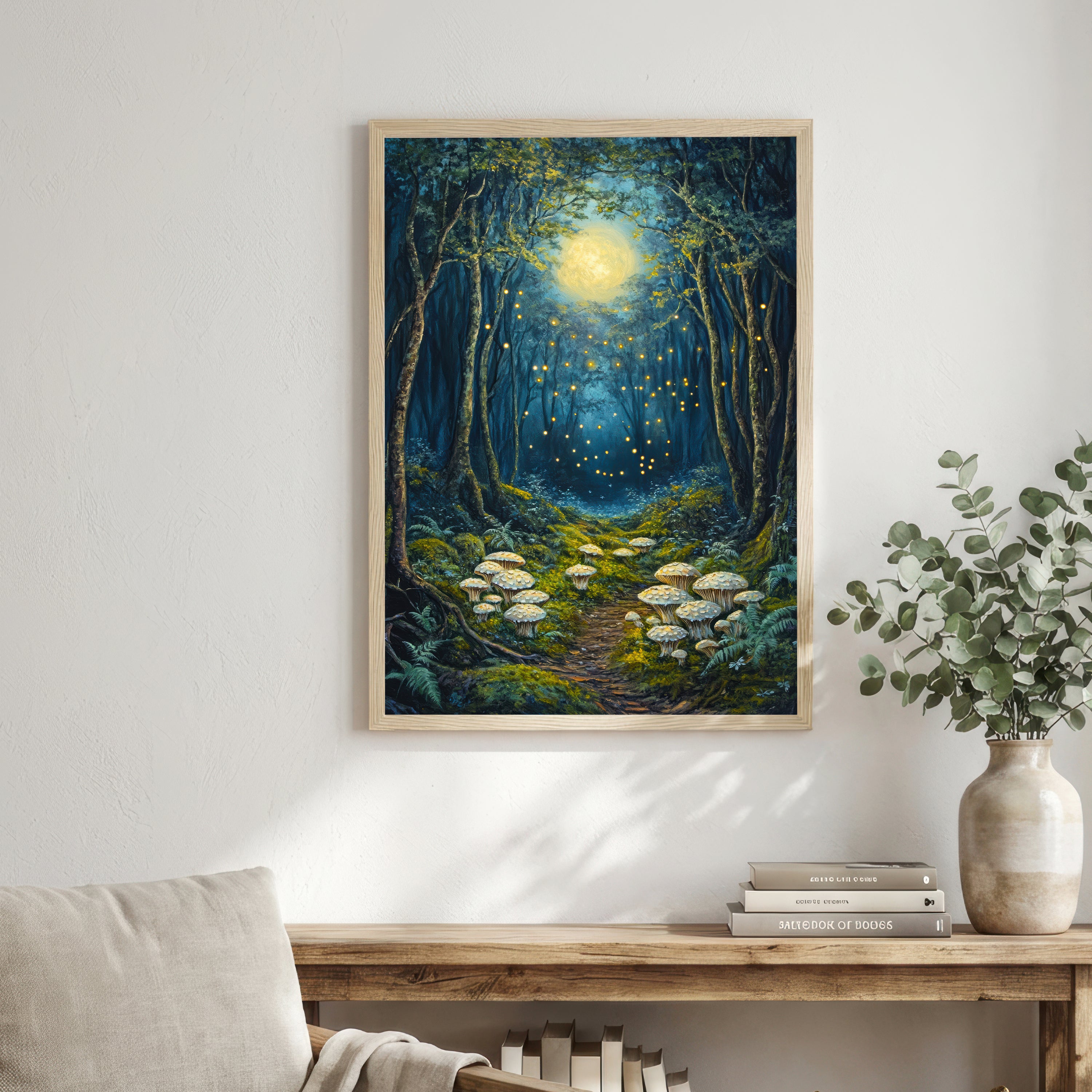 Enchanted Moonlit Forest Art Print