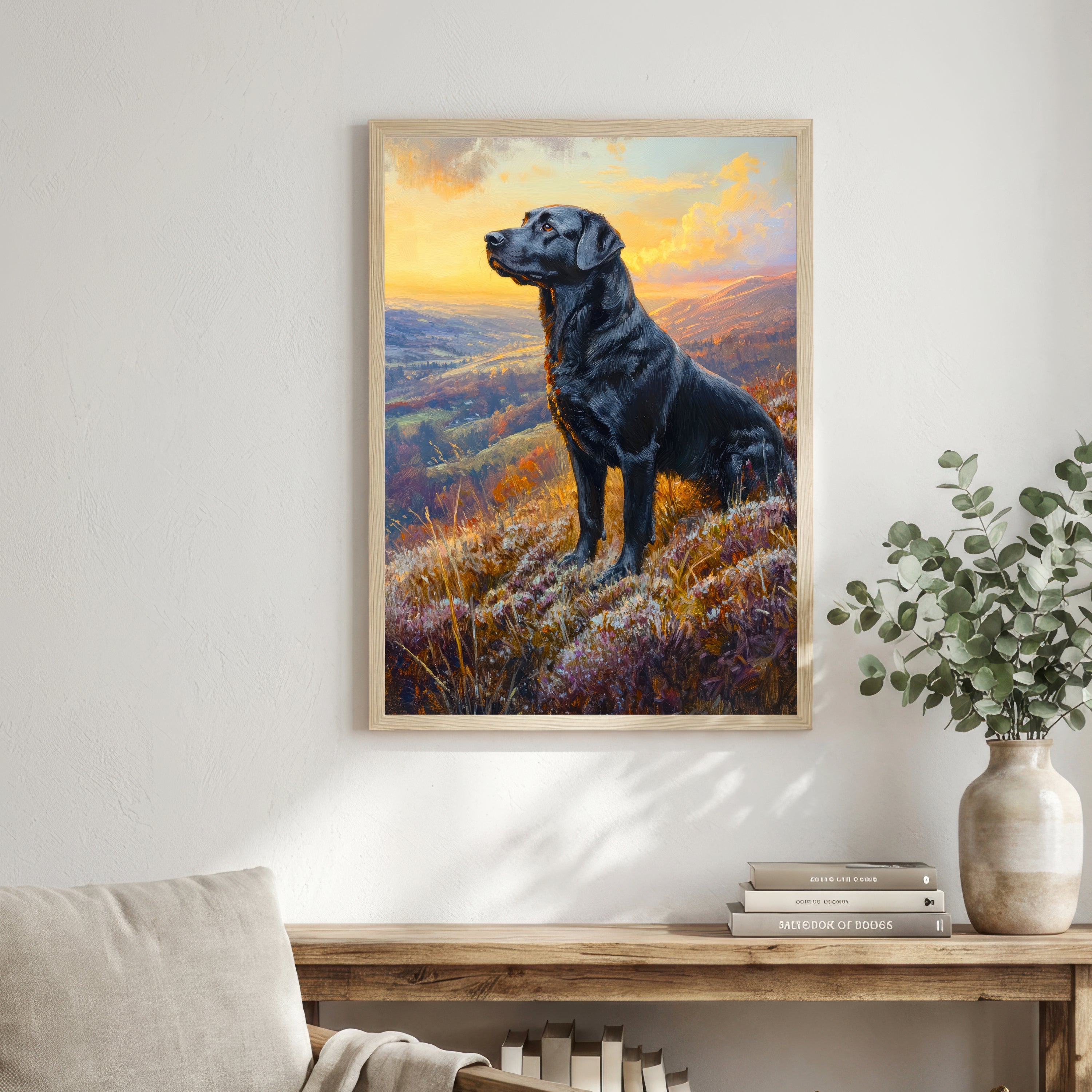 Black Labrador Mountain Art Print
