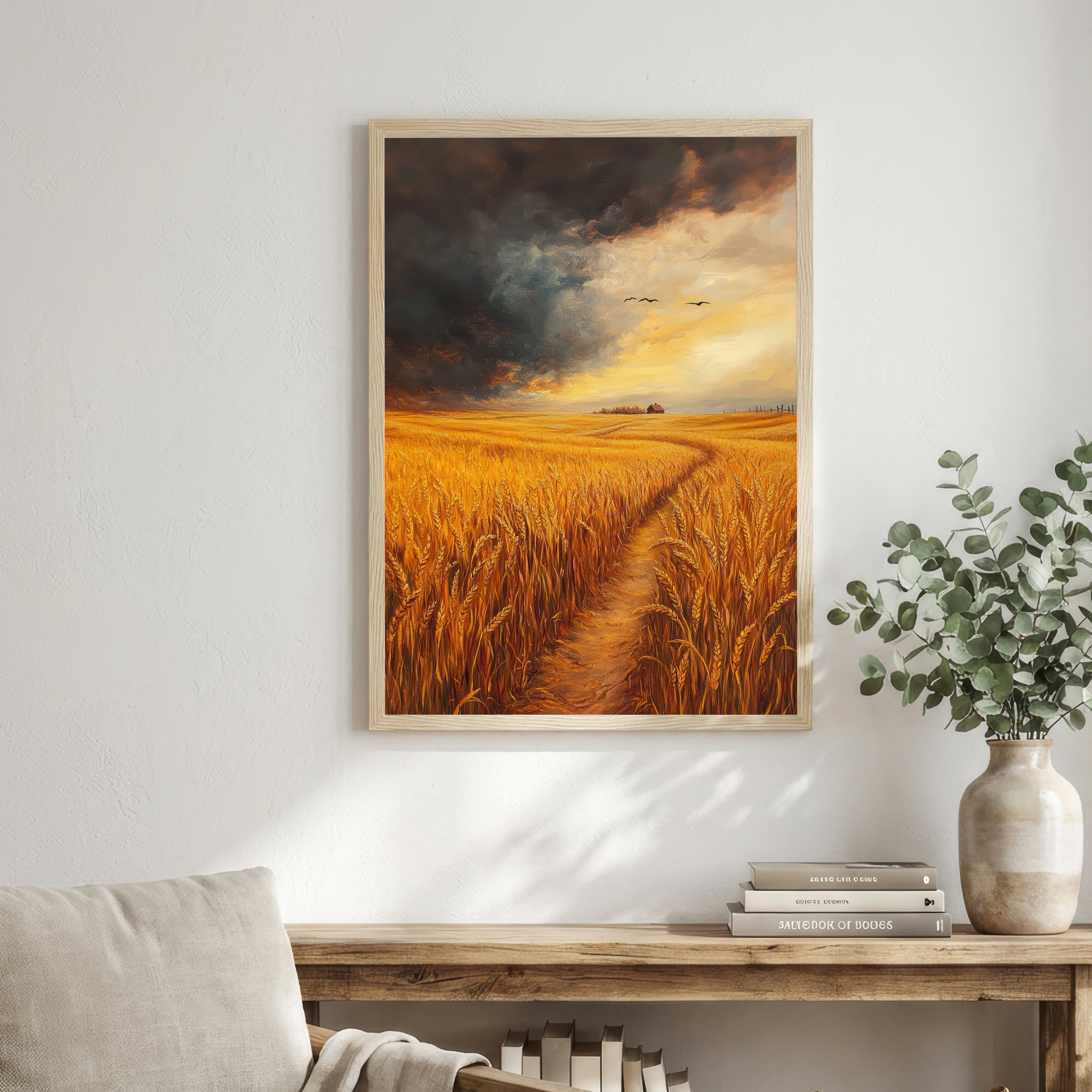 Golden Wheat Field Landscape Art Print