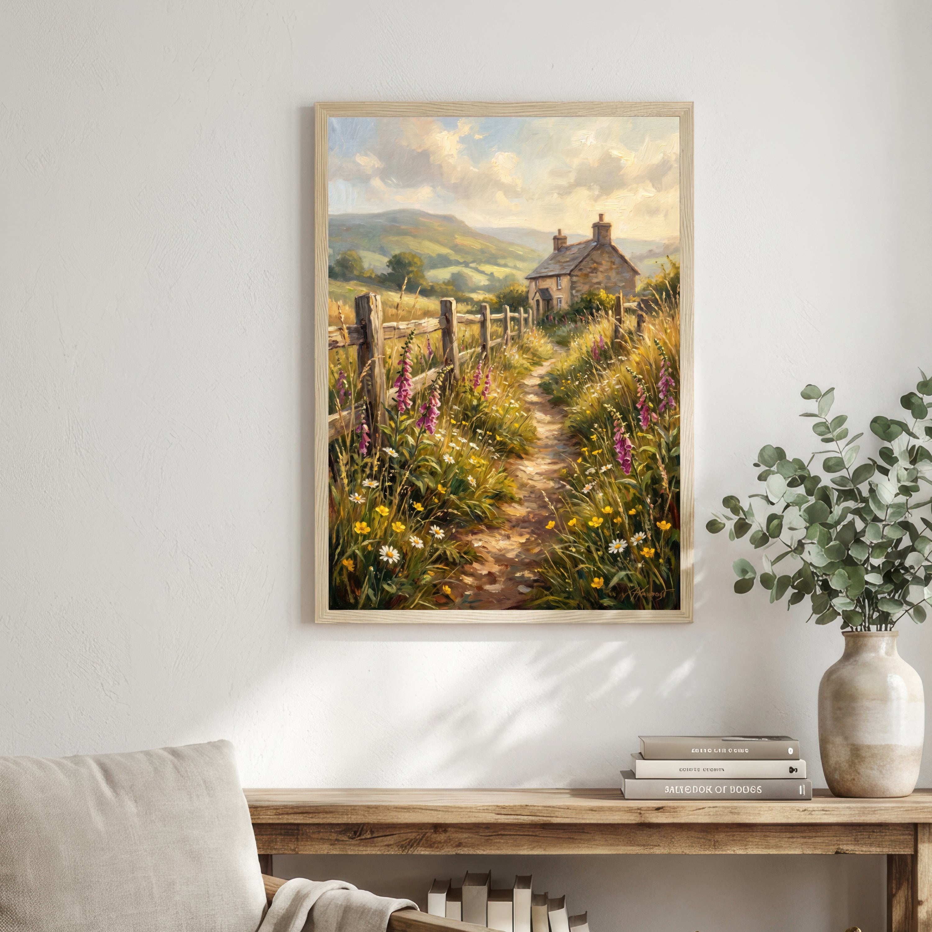 Mountain Cottage Wildflower Art Print