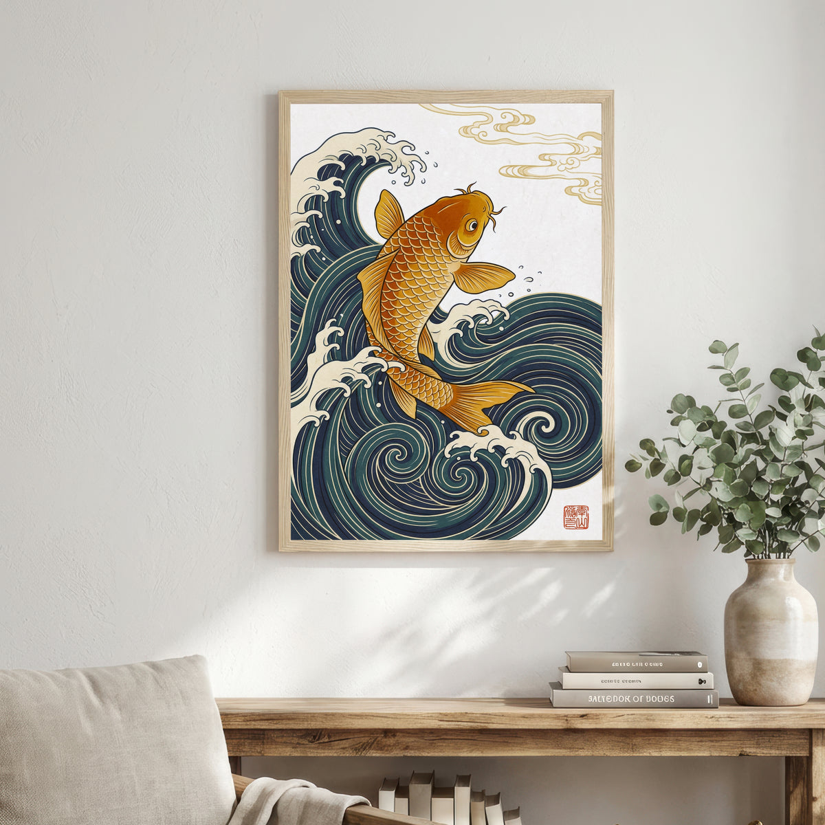 Japanese Koi Fish Wave Art Print