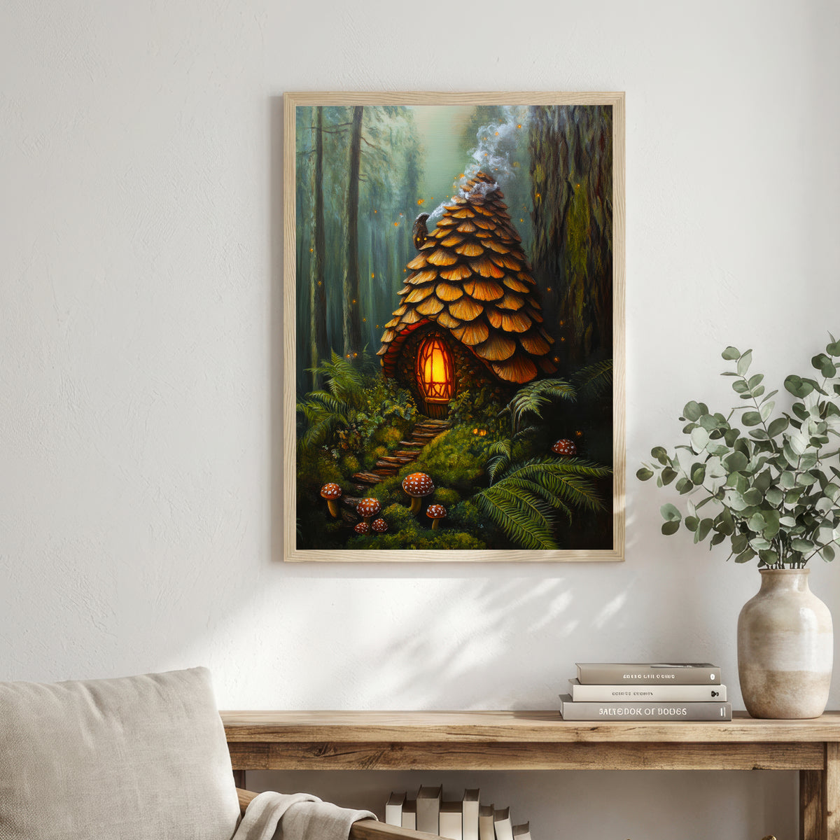 Enchanted Pinecone Cottage Art Print