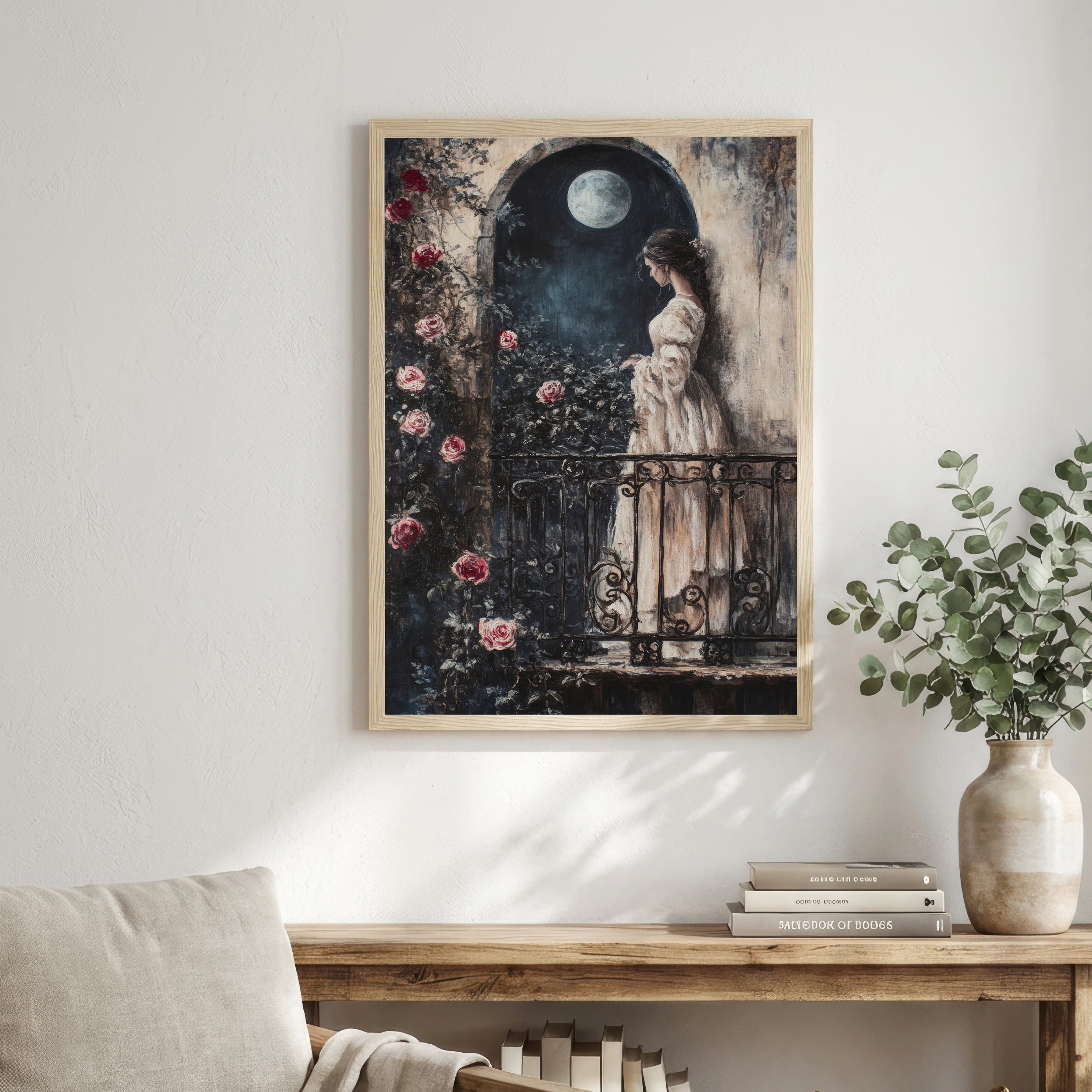 Moonlit Gothic Rose Garden Art Print