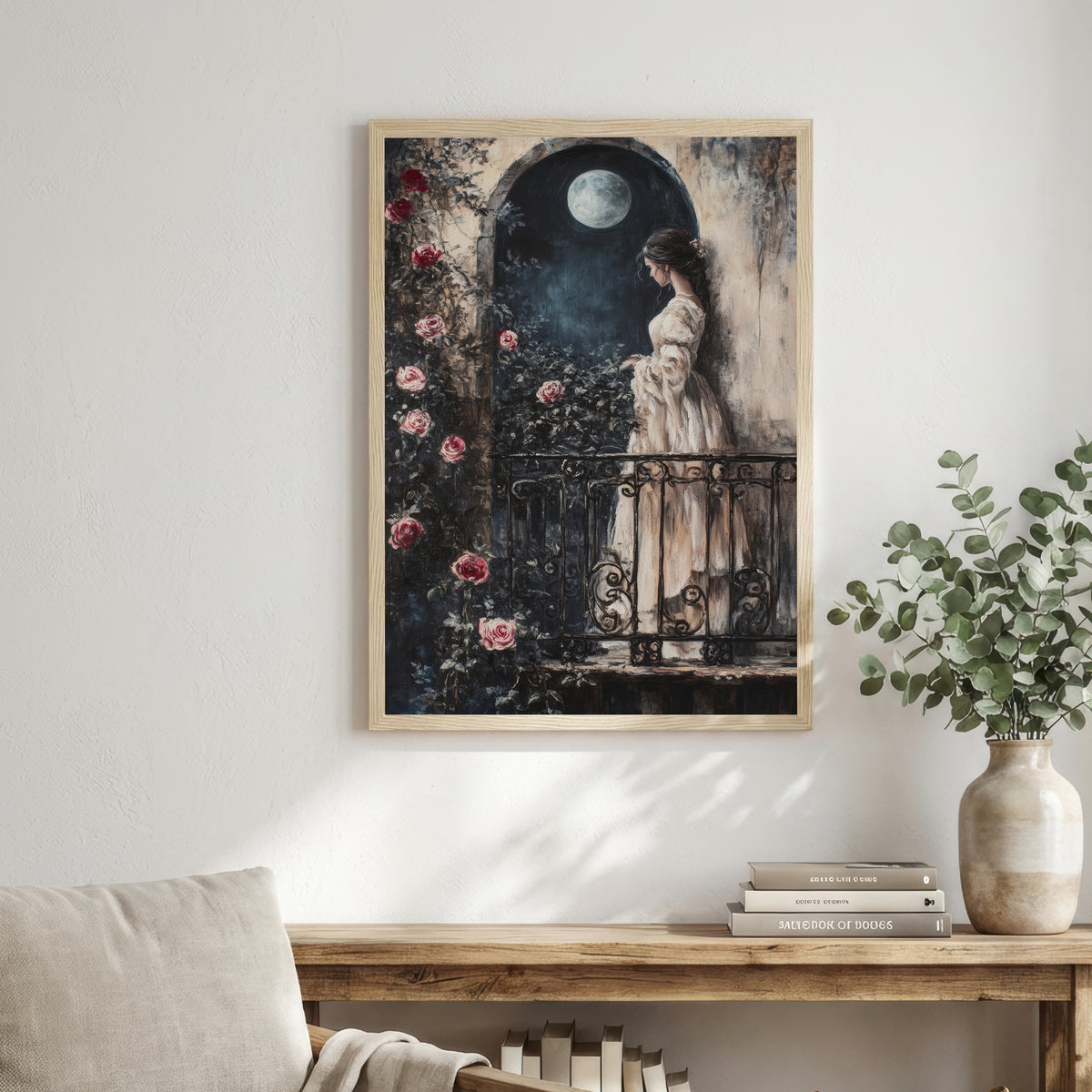 Moonlit Gothic Rose Garden Art Print