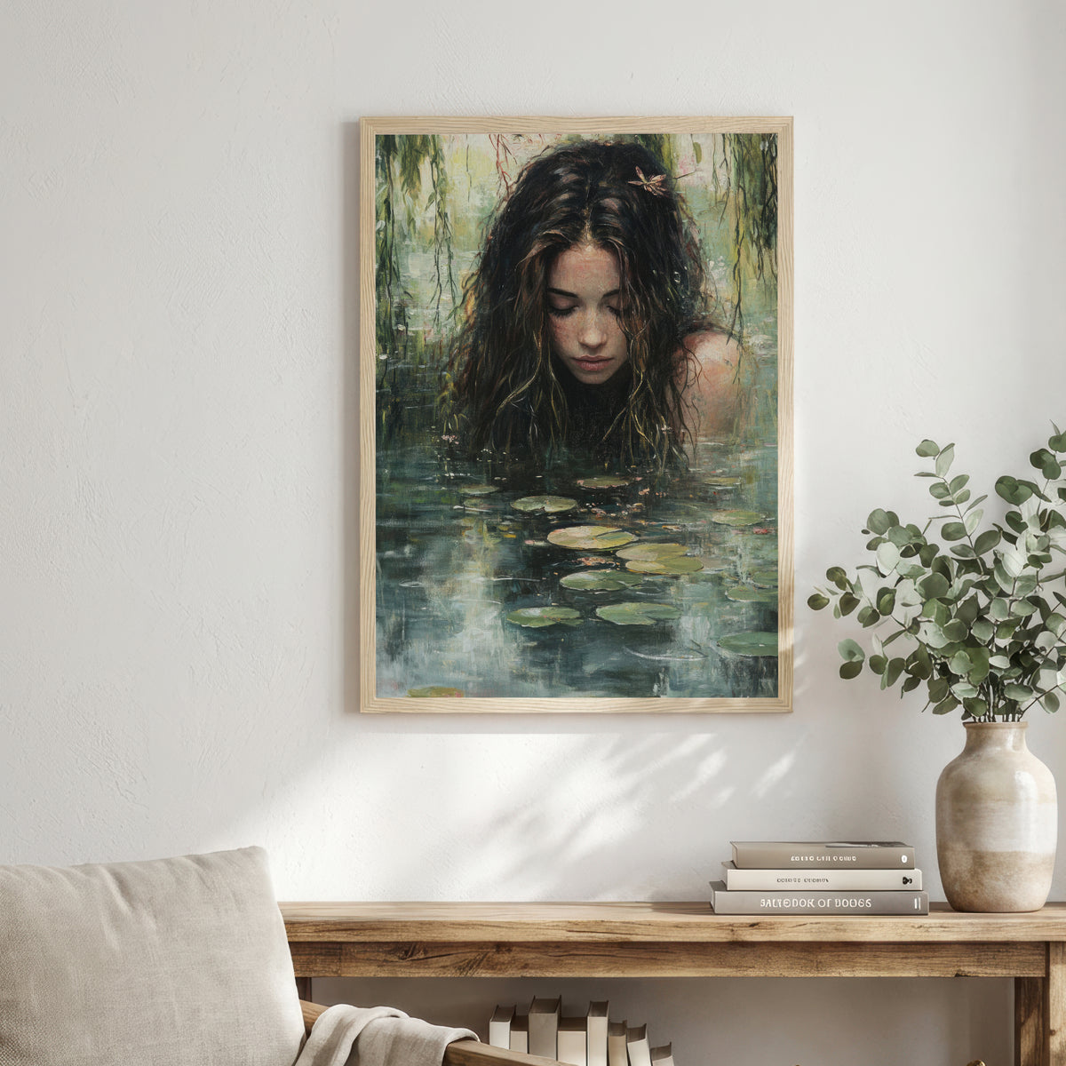 Woman in Lily Pond Art Print