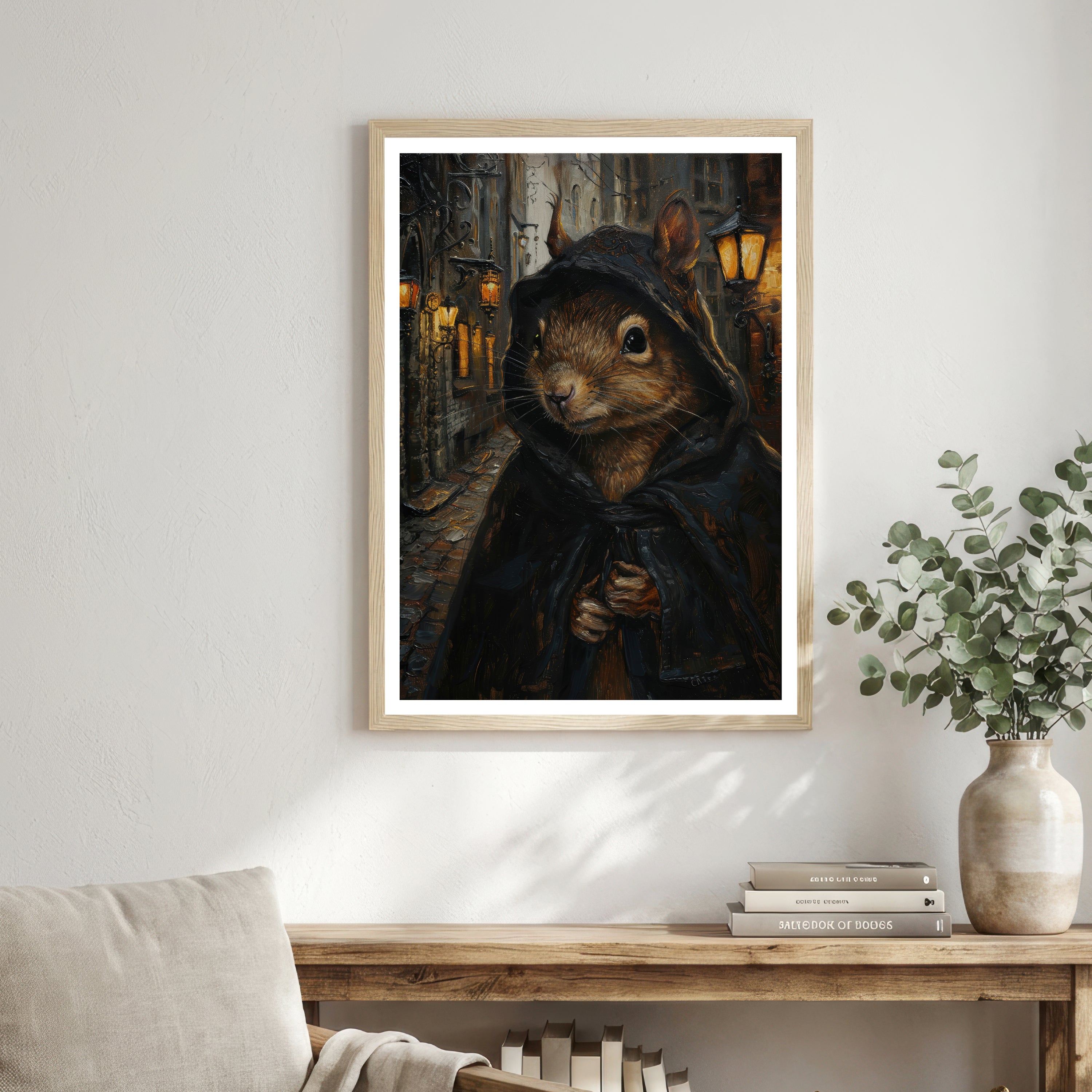 Gothic Hooded Rat Art Print