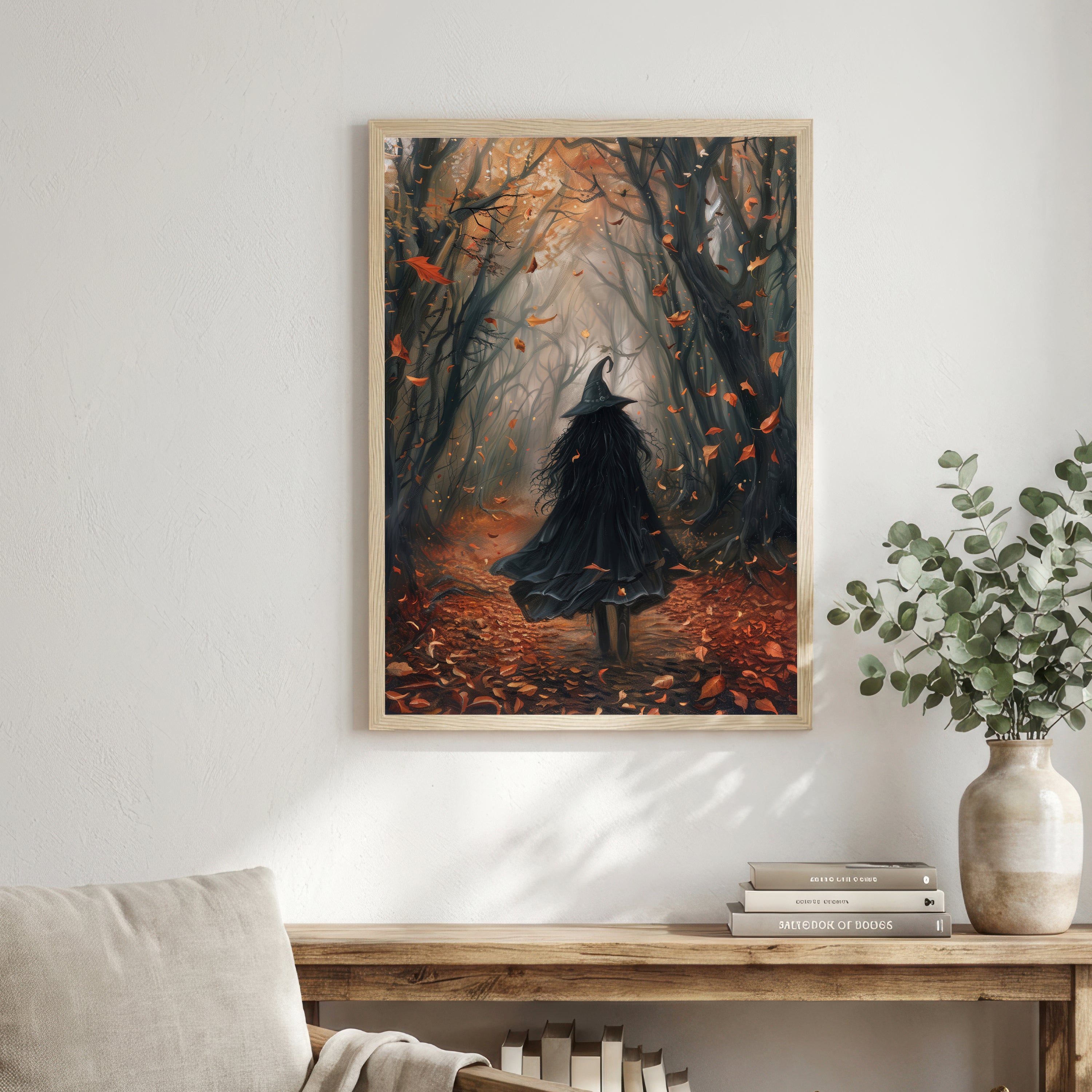 Witch in Autumn Forest Art Print