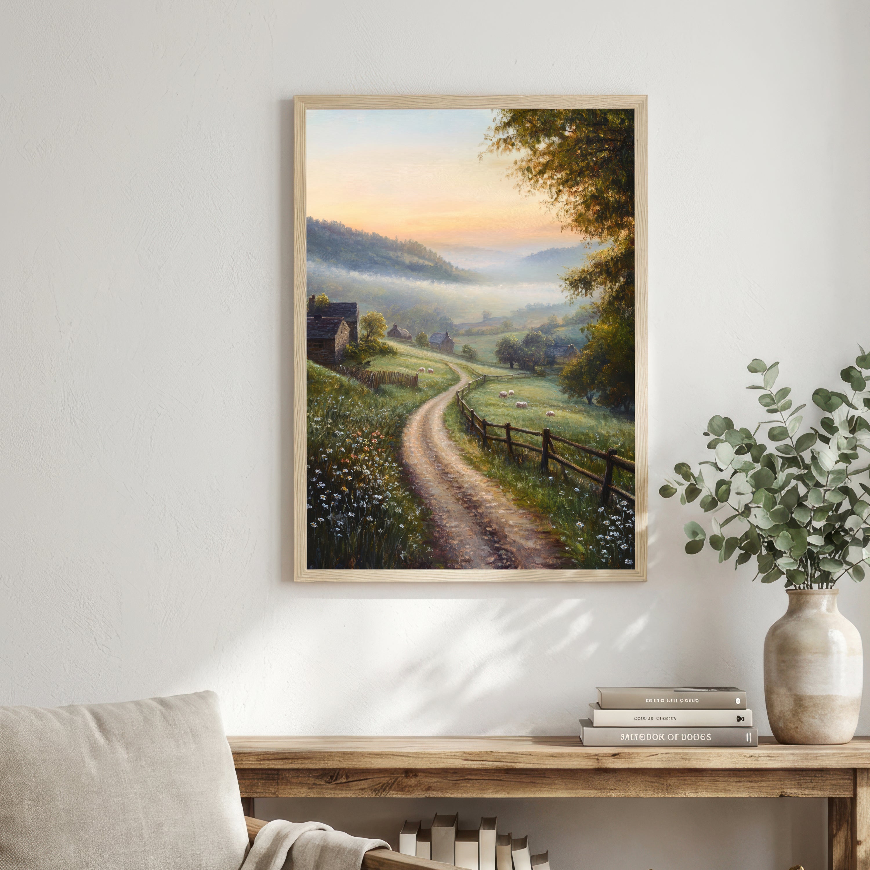Pastoral Valley Path Landscape Art Print