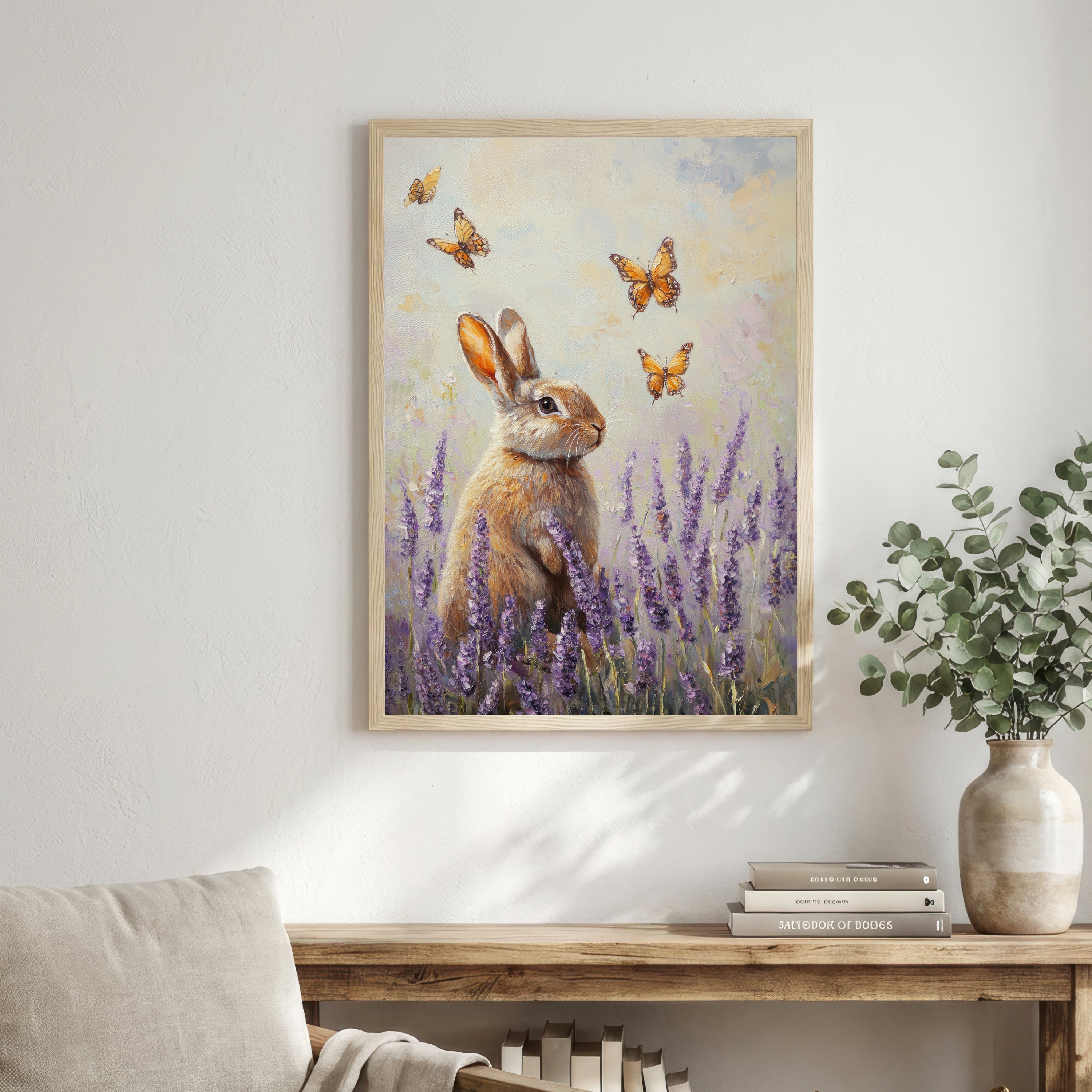 Rabbit Butterfly Meadow Art Print