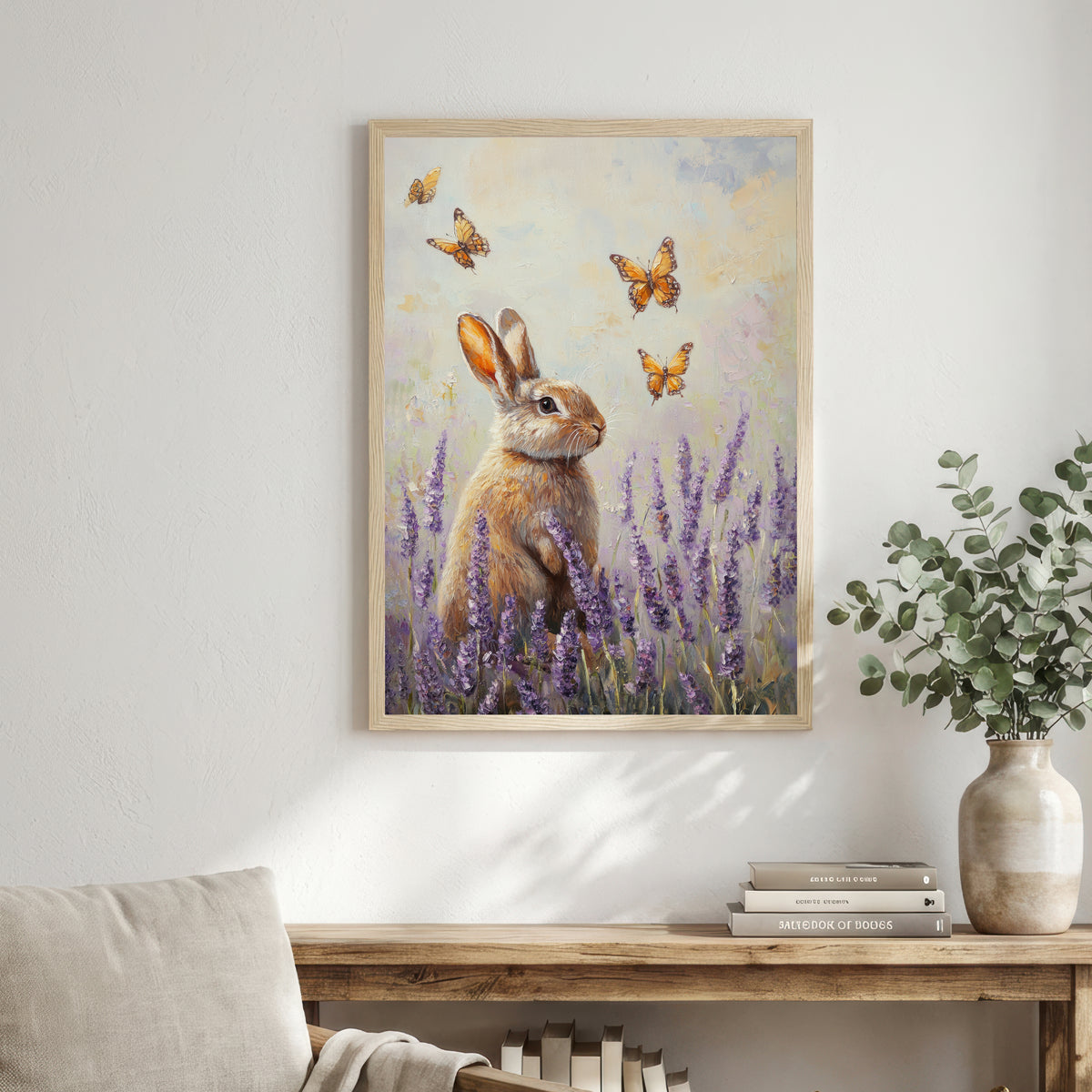 Rabbit Butterfly Meadow Art Print