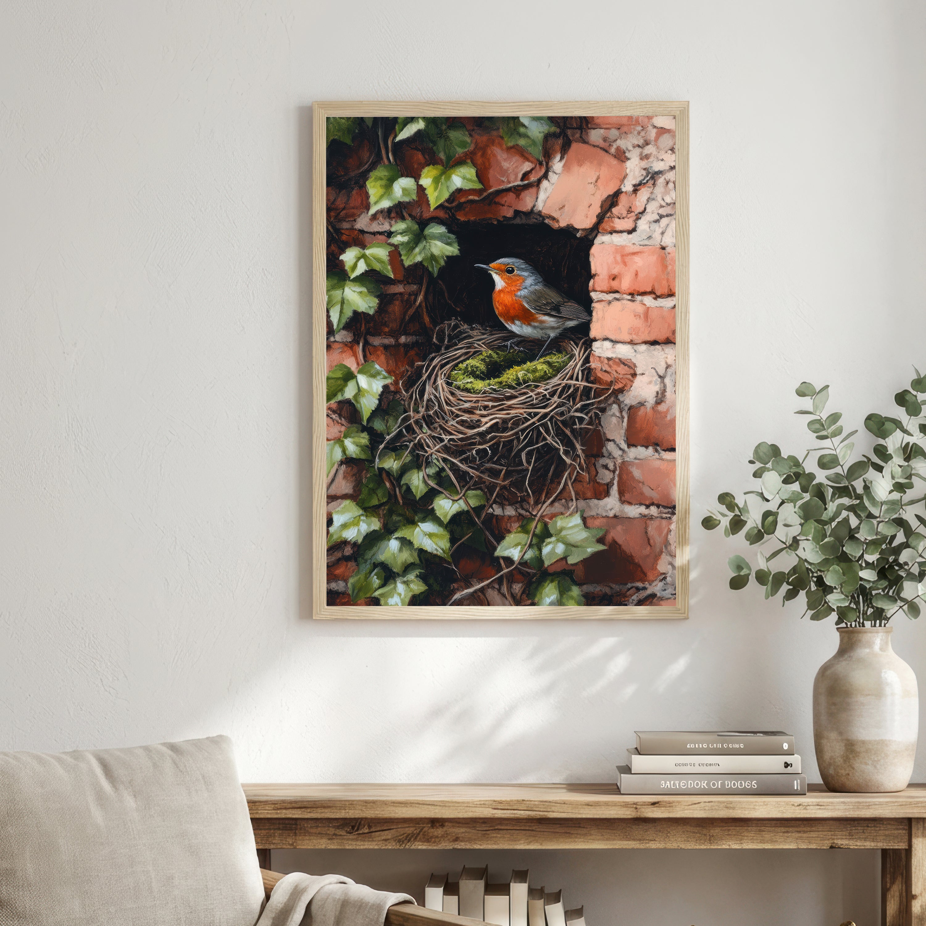 Robin Nest Botanical Art Print