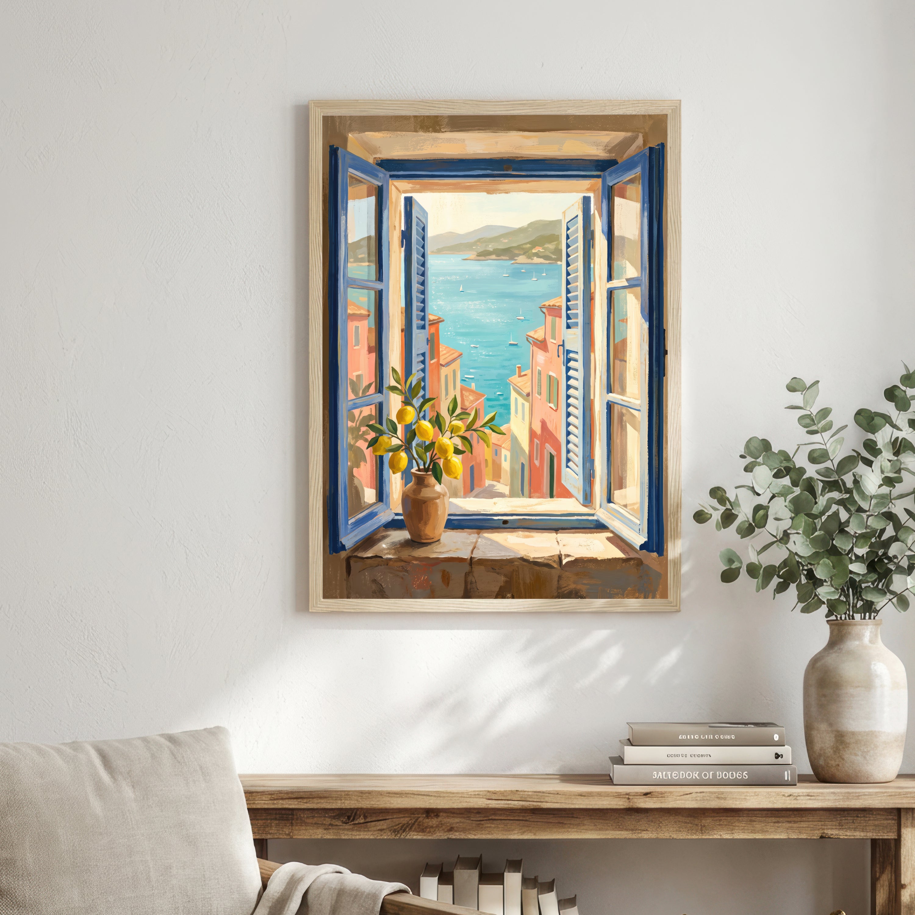 Mediterranean Window Sea View Art Print