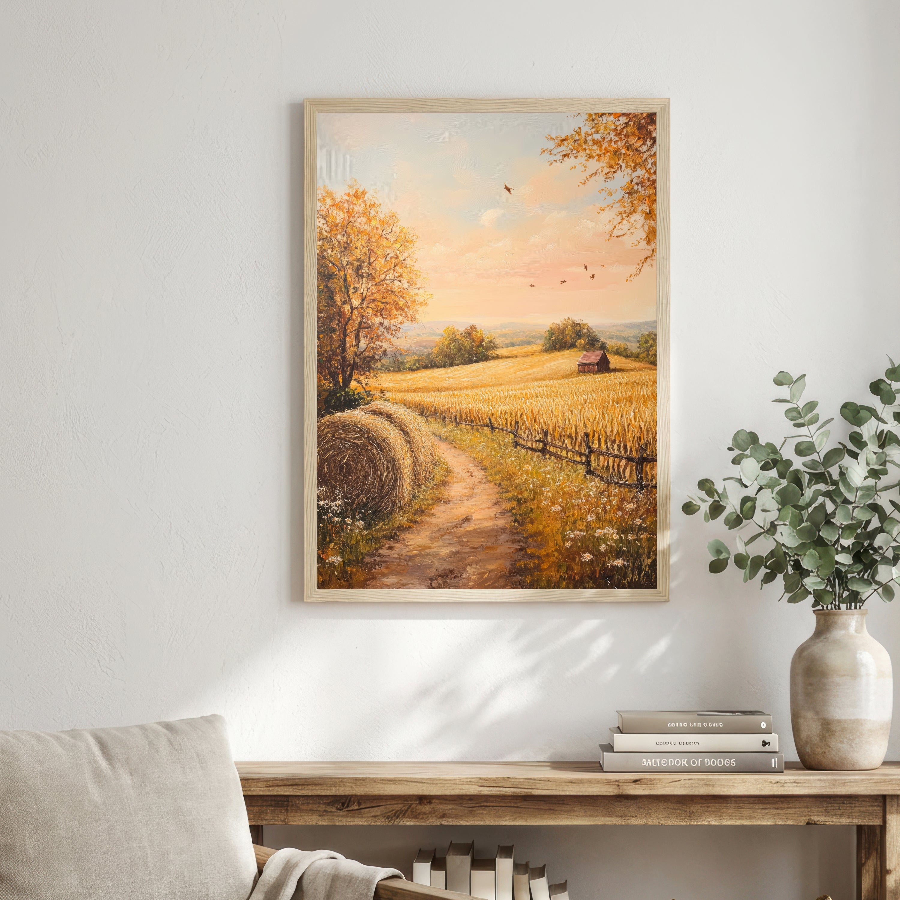 Autumn Wheat Field Landscape Art Print