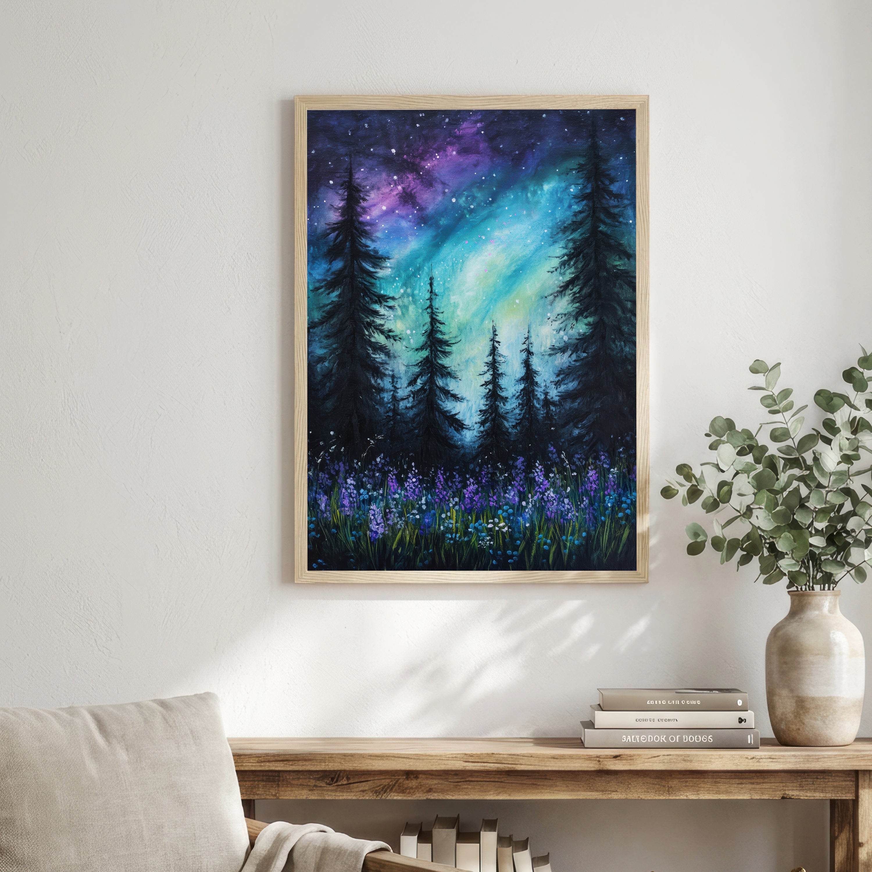 Starry Evergreen Forest Art Print