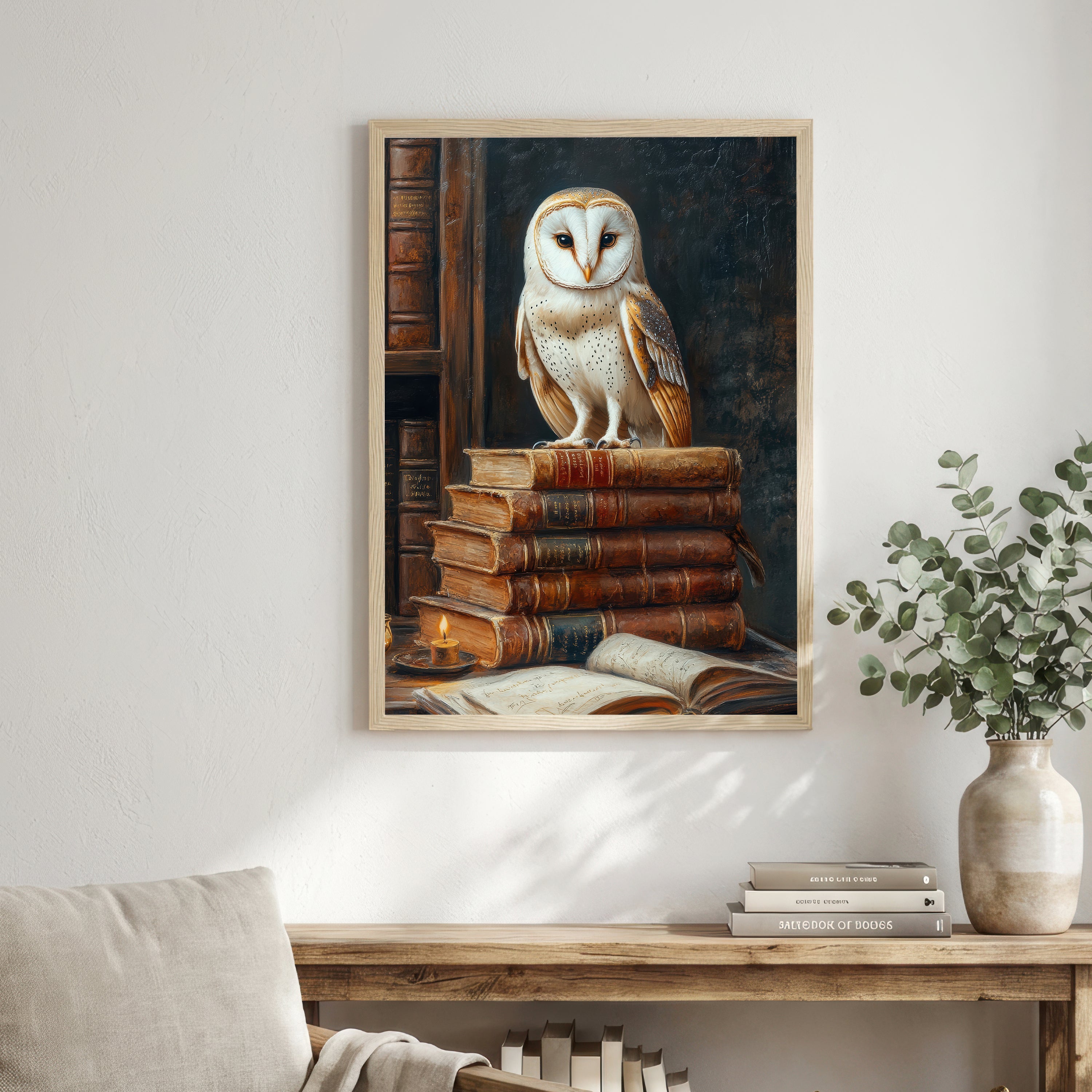 Barn Owl Dark Academia Art Print