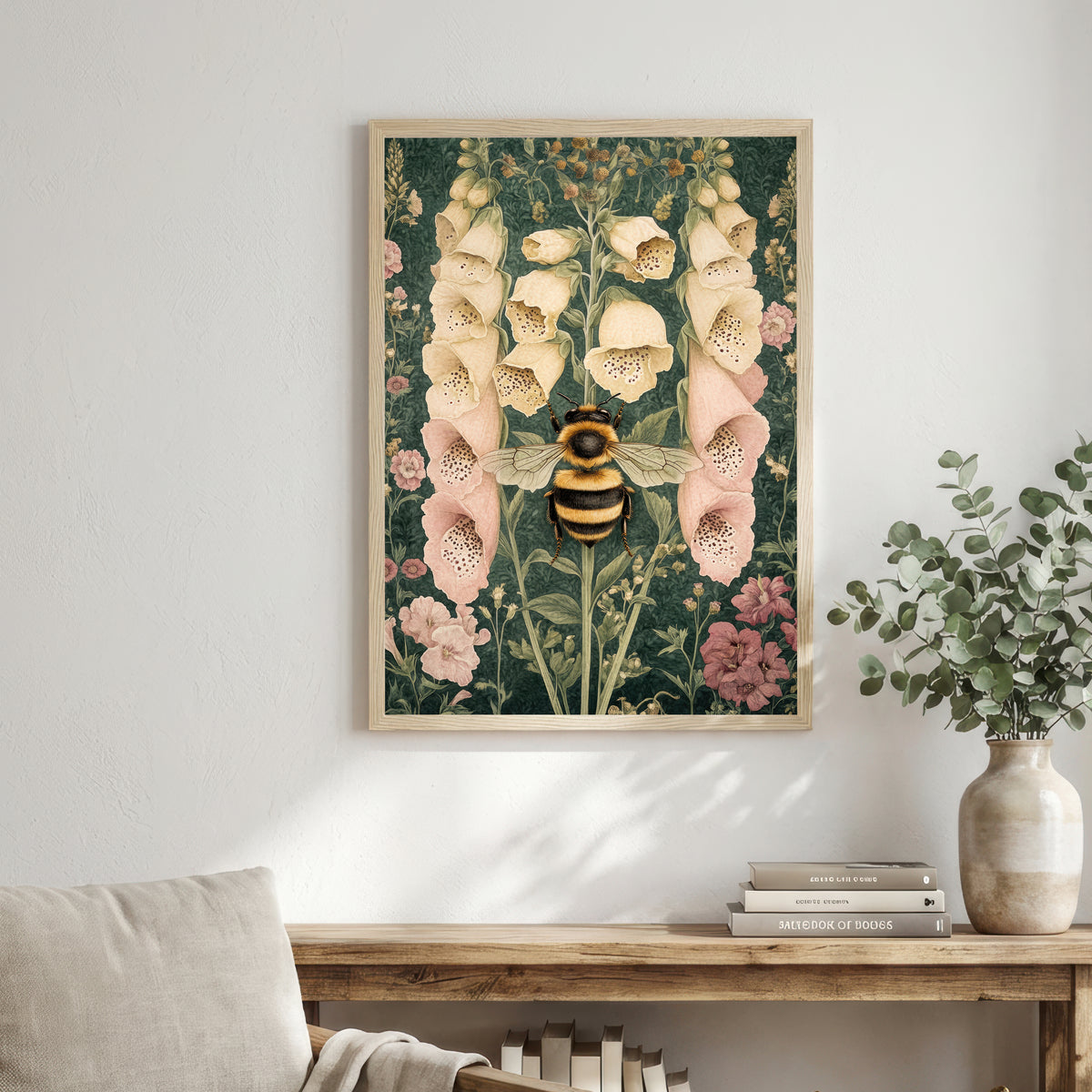 Bumblebee Foxglove Botanical Art Print
