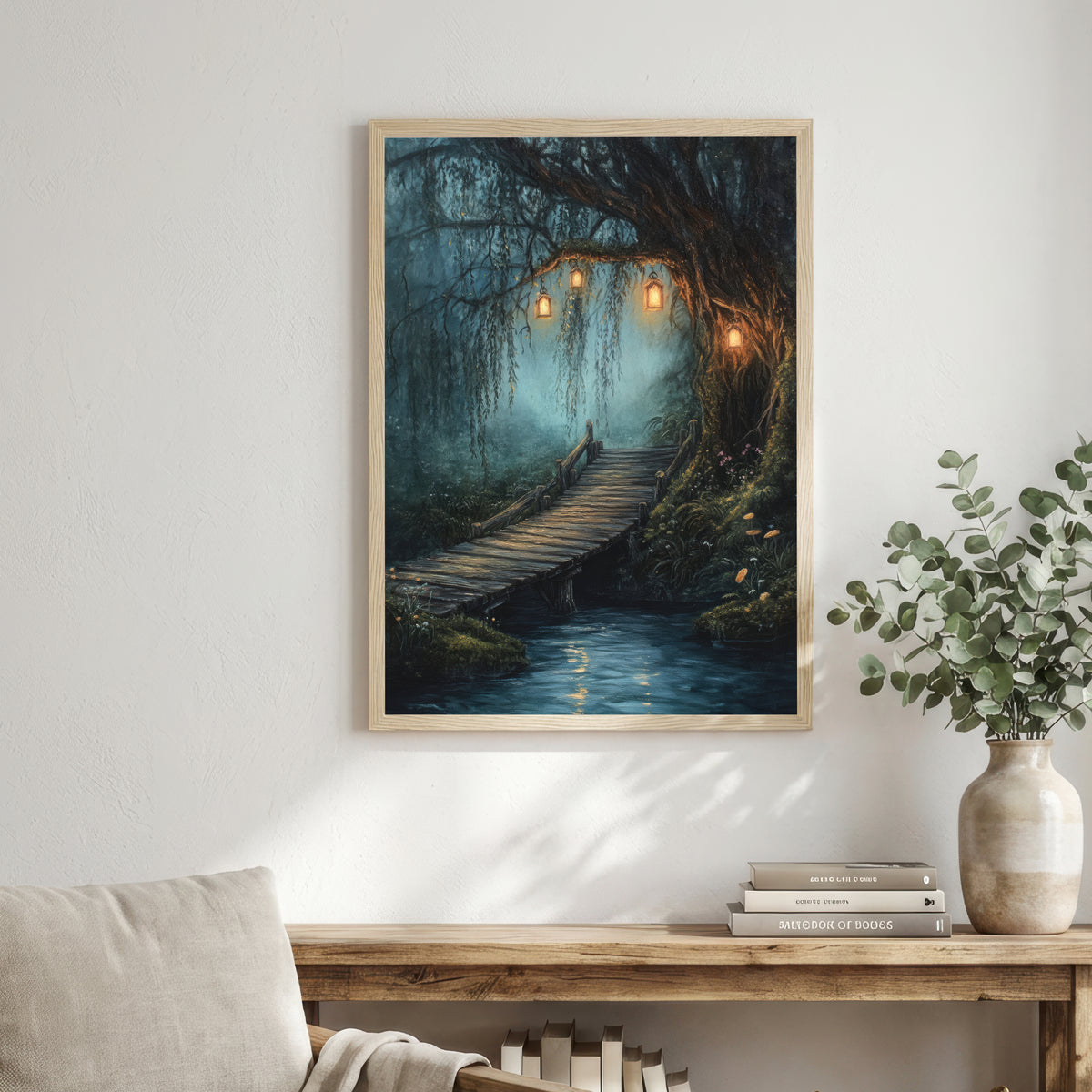 Enchanted Woodland Bridge Art Print