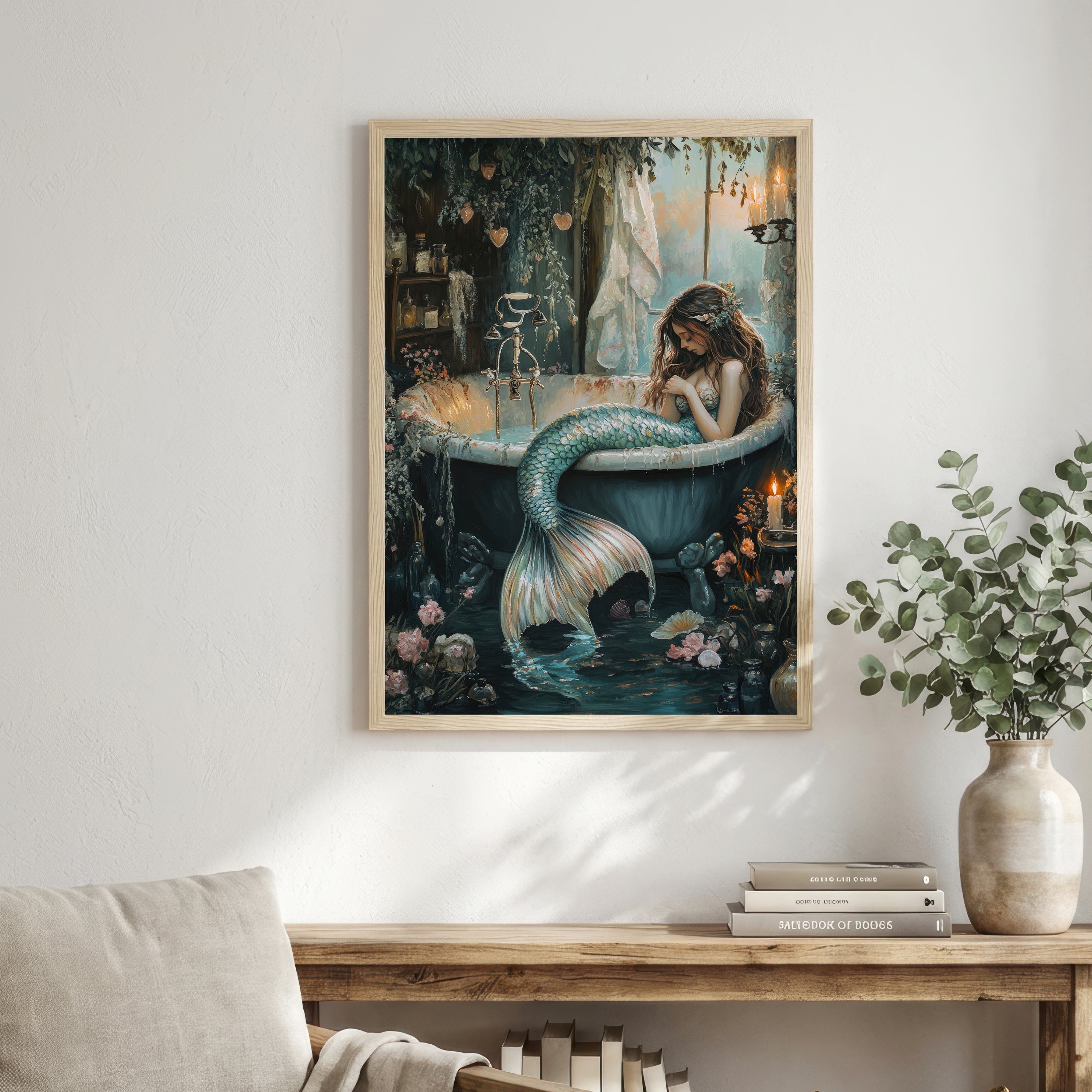 Mermaid in Antique Bath Art Print