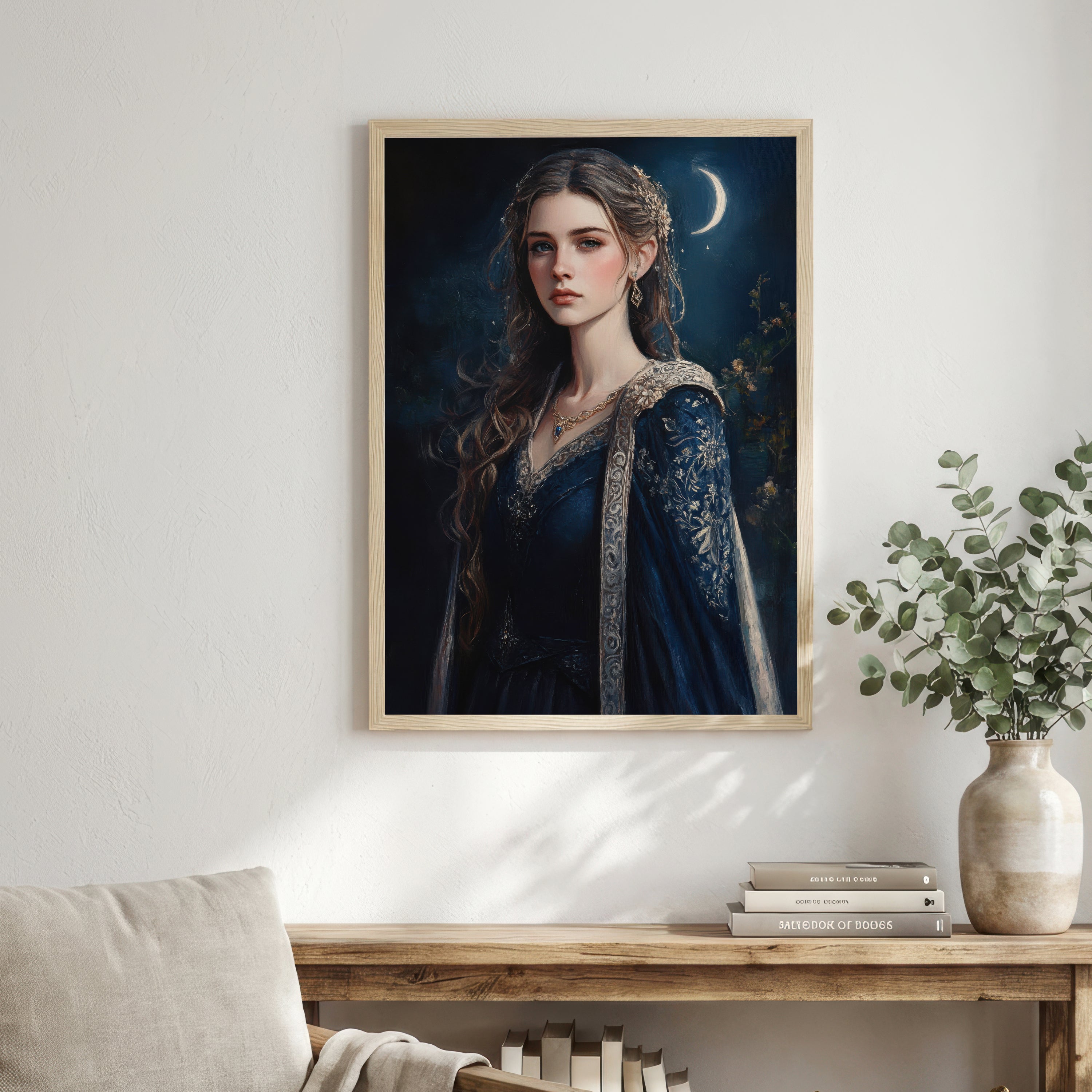 Medieval Moonlit Woman Art Print