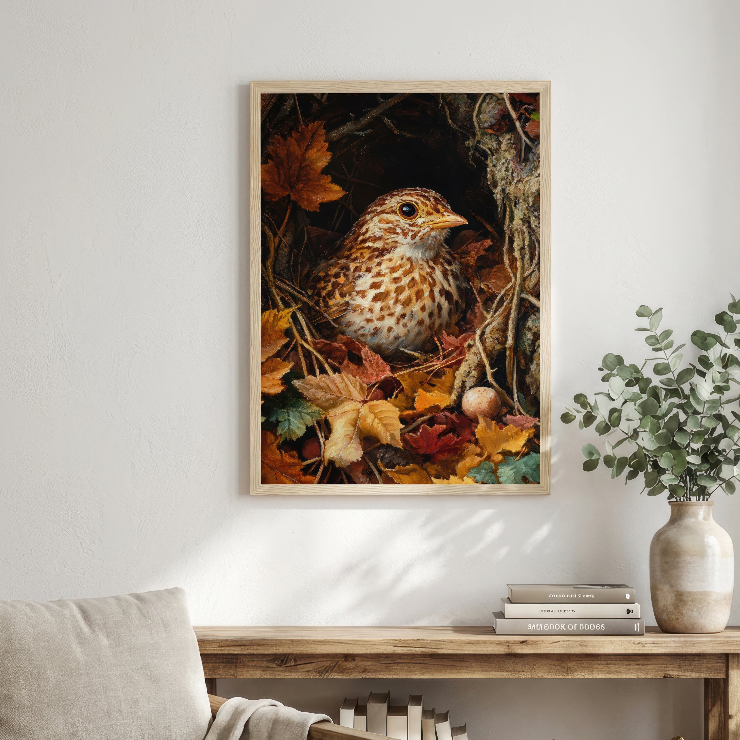 Song Thrush Autumn Woodland Art Print
