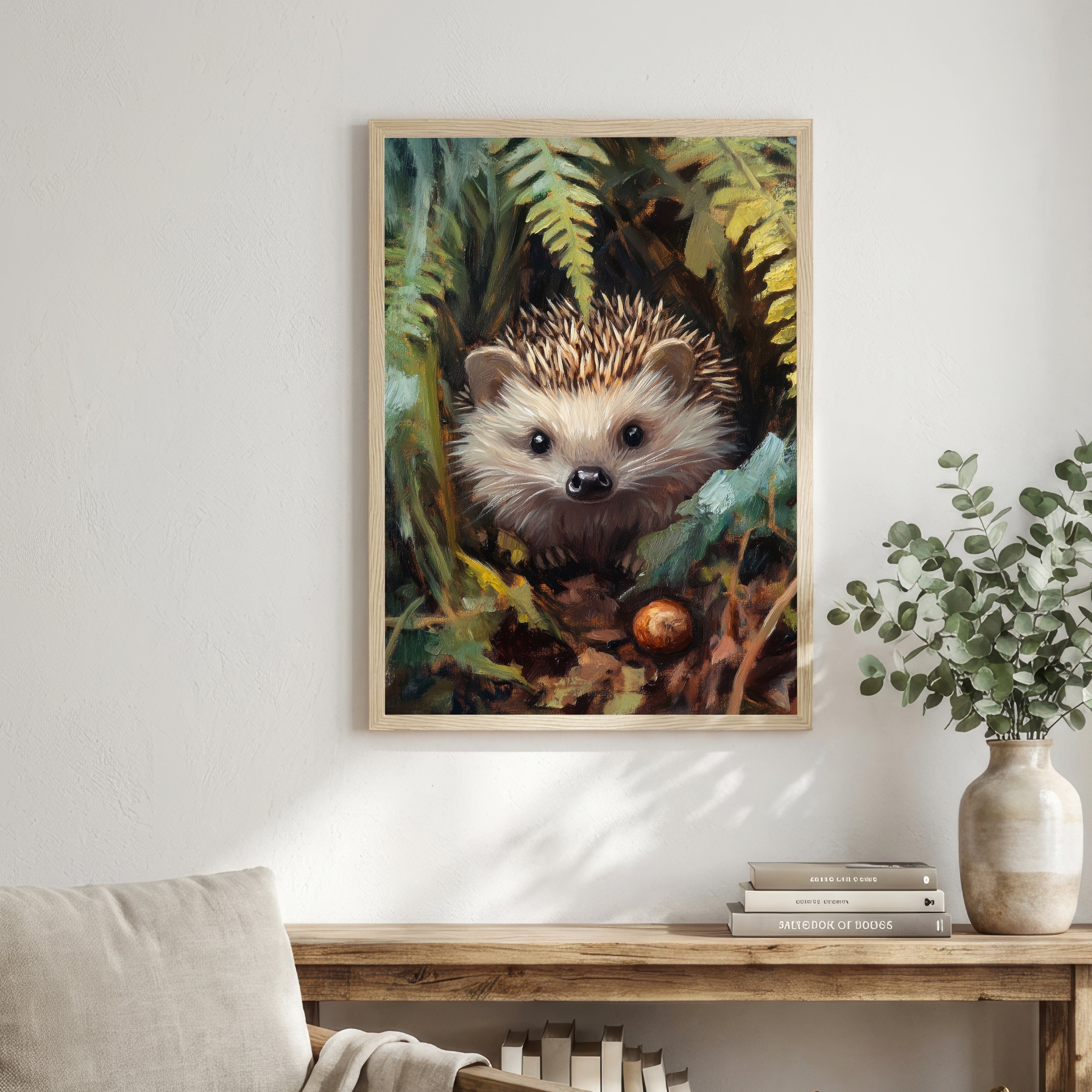 Hedgehog Woodland Portrait Art Print