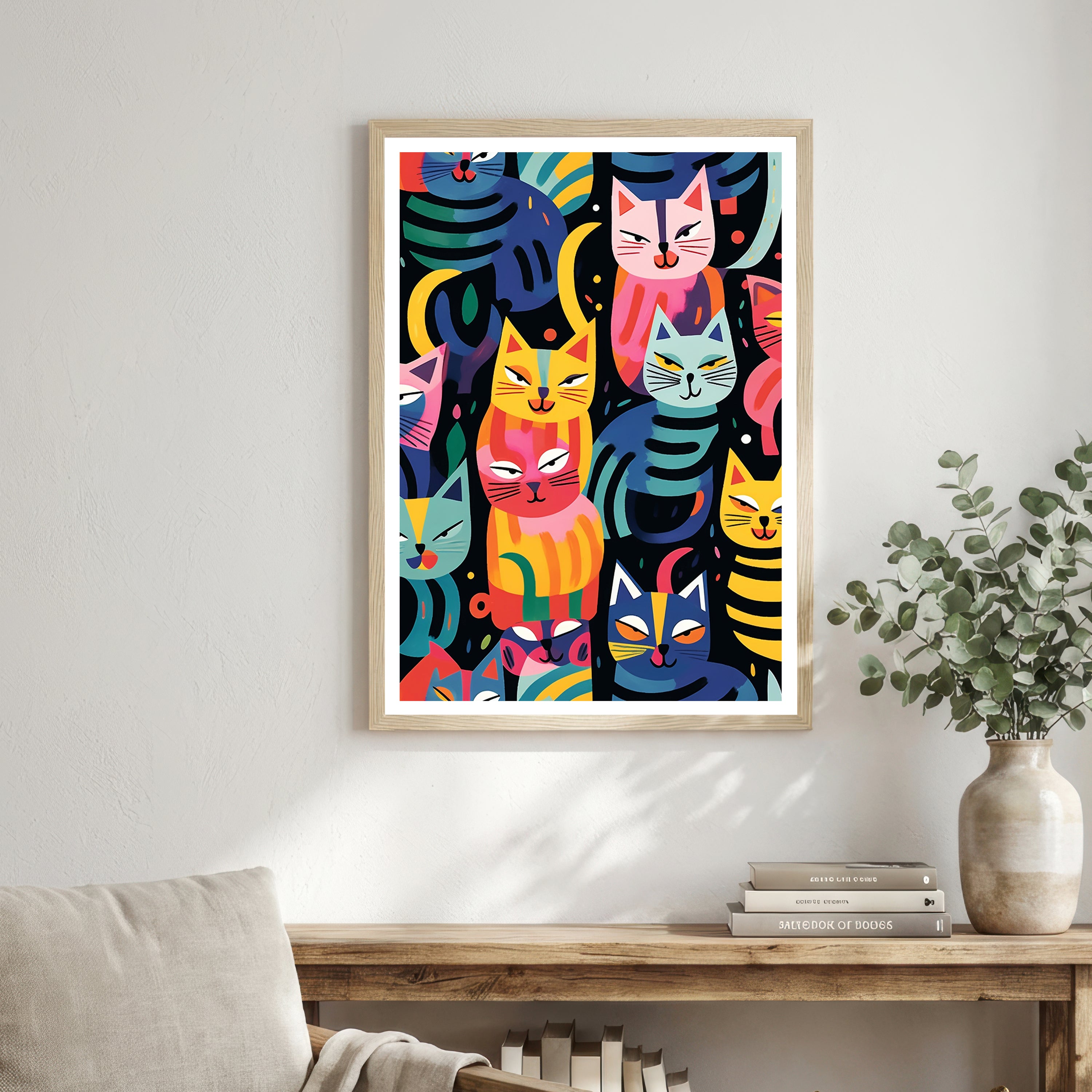 Colorful Cat Pattern Art Print