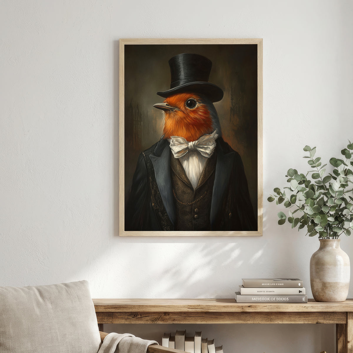 Robin in Top Hat Art Print